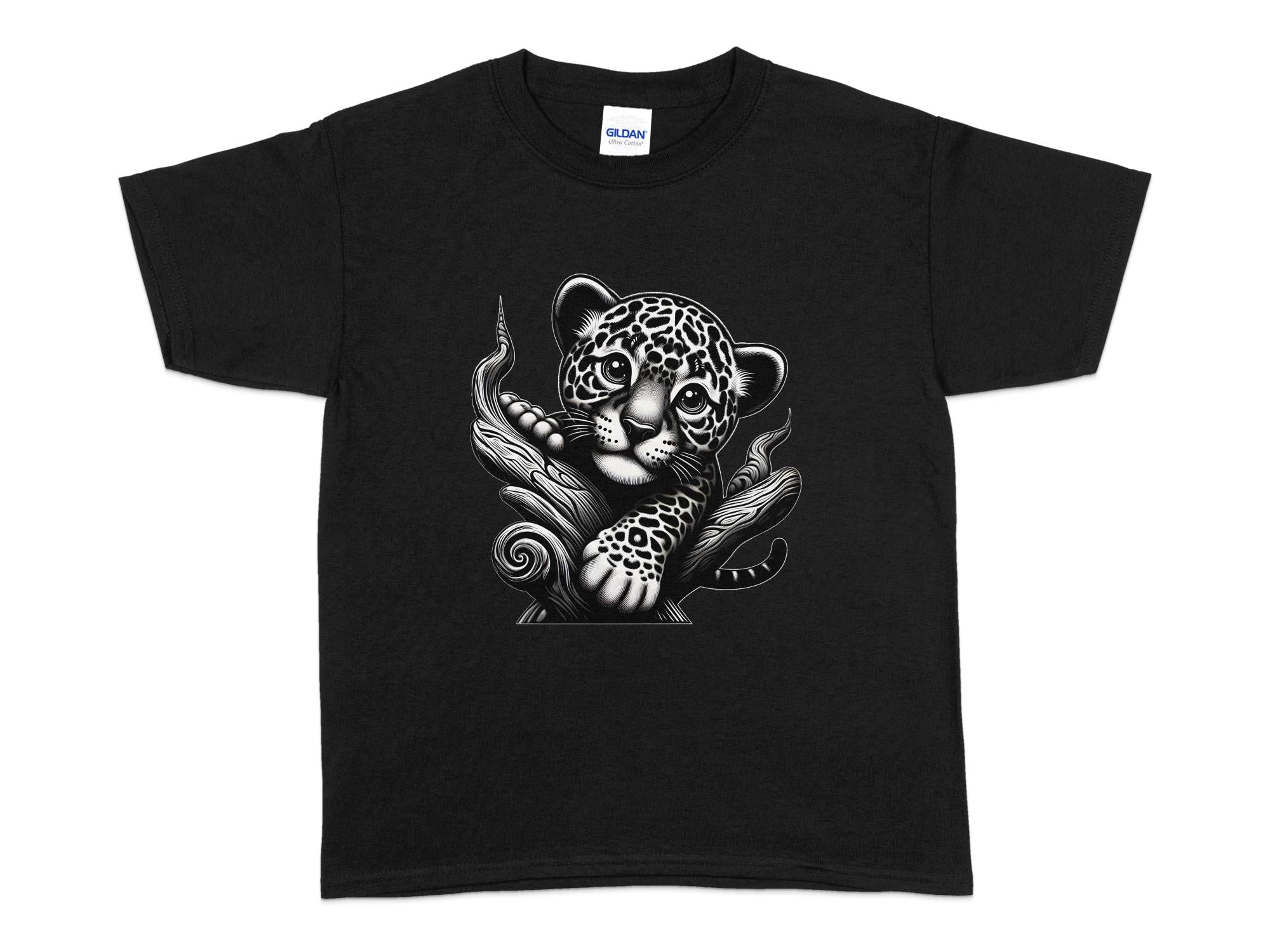 Leopard Bonsai - Coloured Gildan Kids T-Shirt Realistic Animal Talisman Unisex Cute Tee Graphic Design