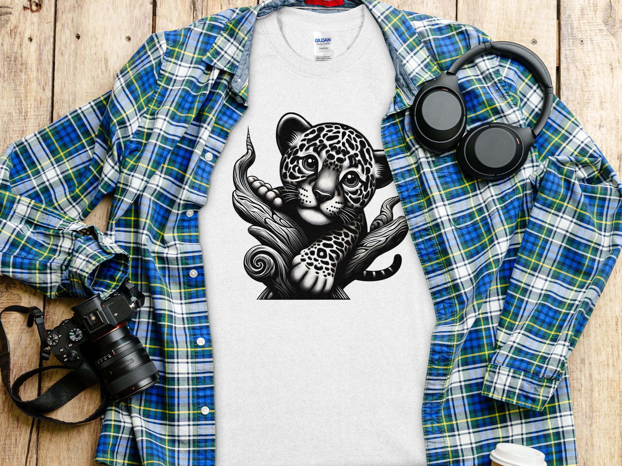 Leopard Bonsai - Coloured Gildan T-Shirt Realistic Animal Talisman Unisex Cute Tee Graphic Design