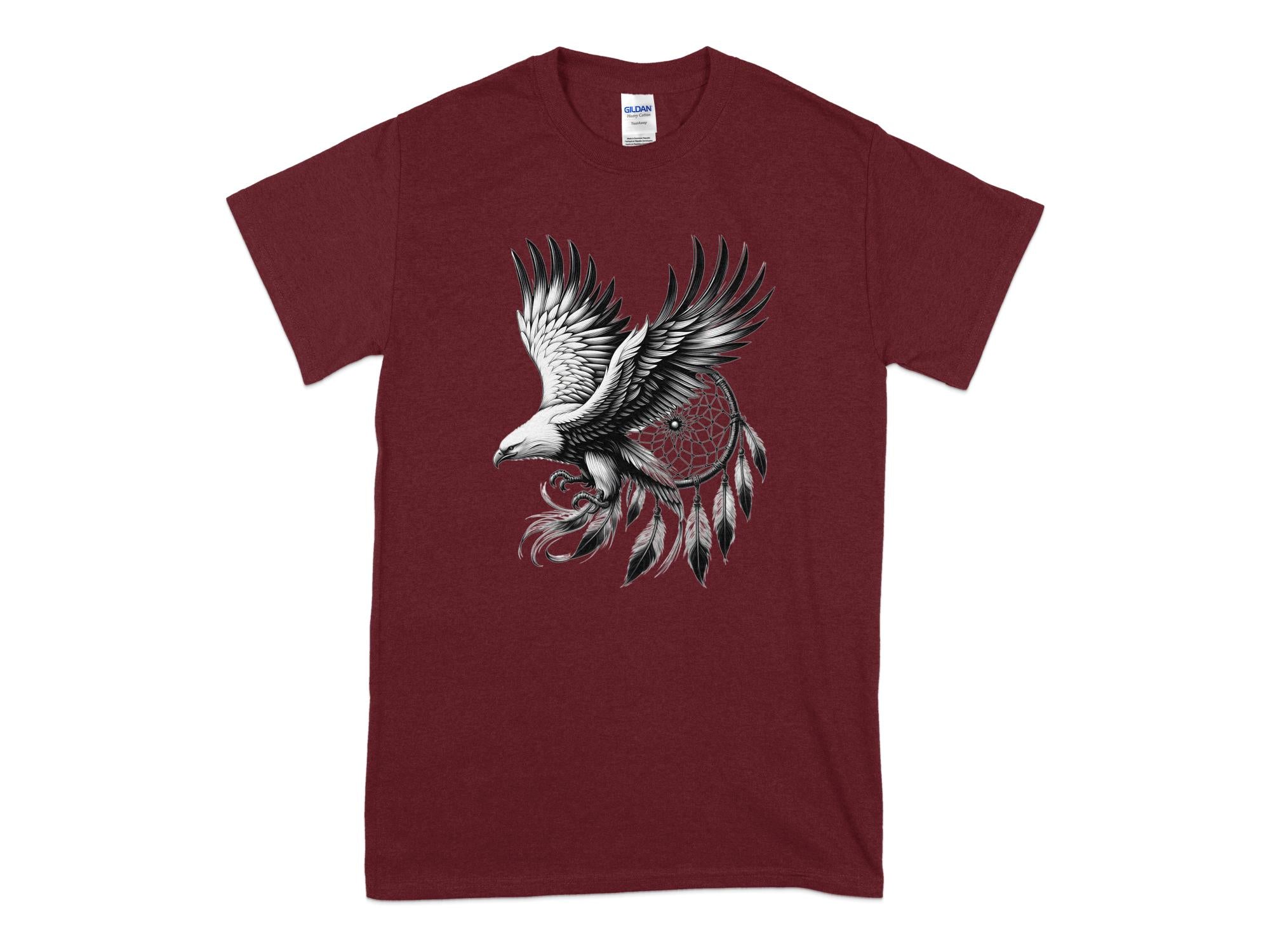 Dreamcatcher Eagle - Coloured Gildan T-Shirt Realistic Native American Talisman Unisex Mythology Tee Graphic Design