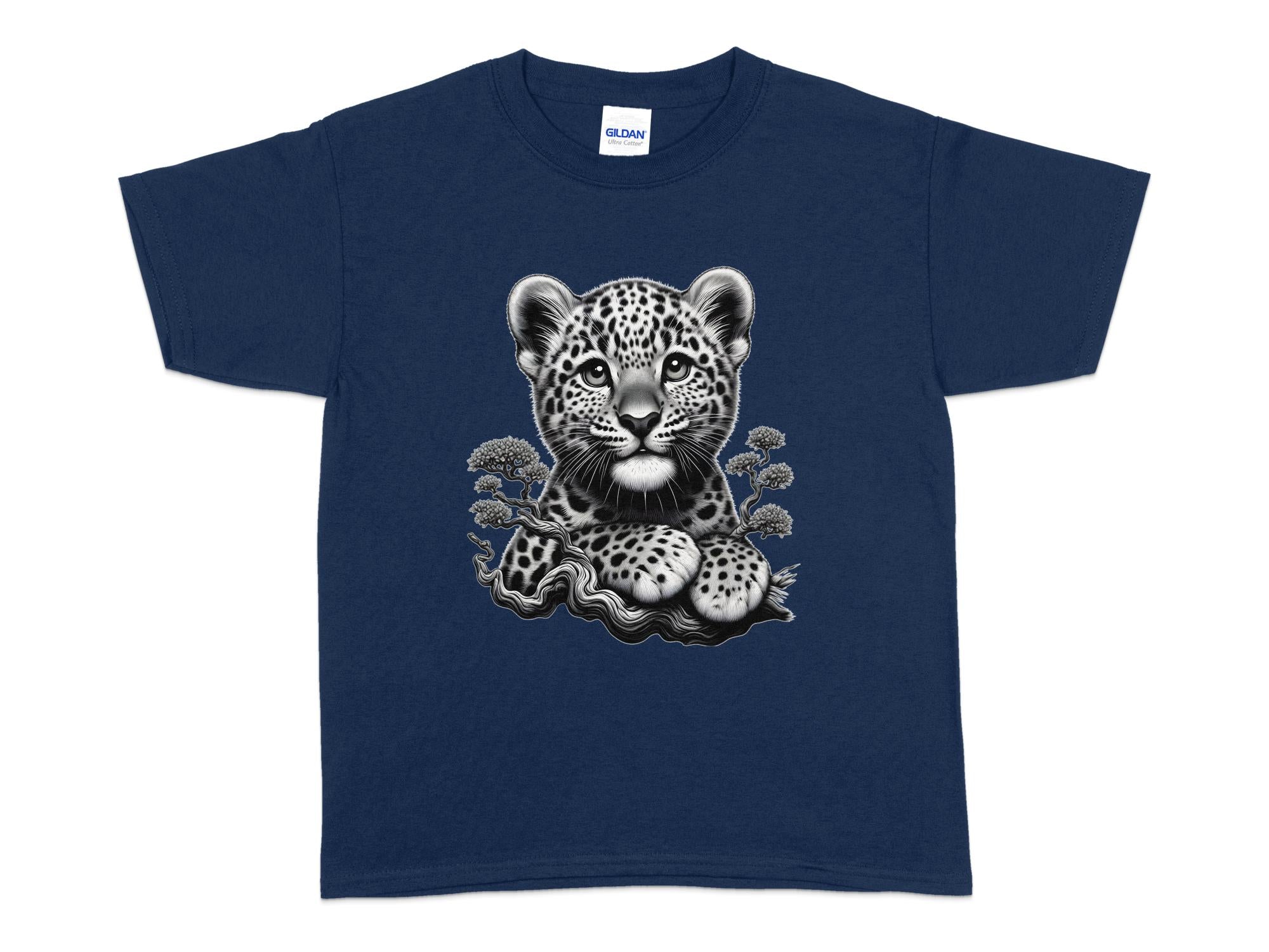 Leopard Bonsai - Coloured Gildan Kids T-Shirt Realistic Animal Talisman Unisex Cute Tee Graphic Design