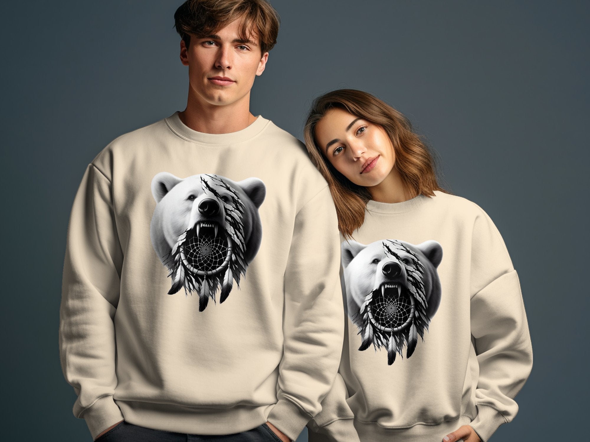 Dreamcatcher Bear - Coloured Gildan Sweatshirt Realistic Native American Talisman Unisex Mythology Tee Graphic Design