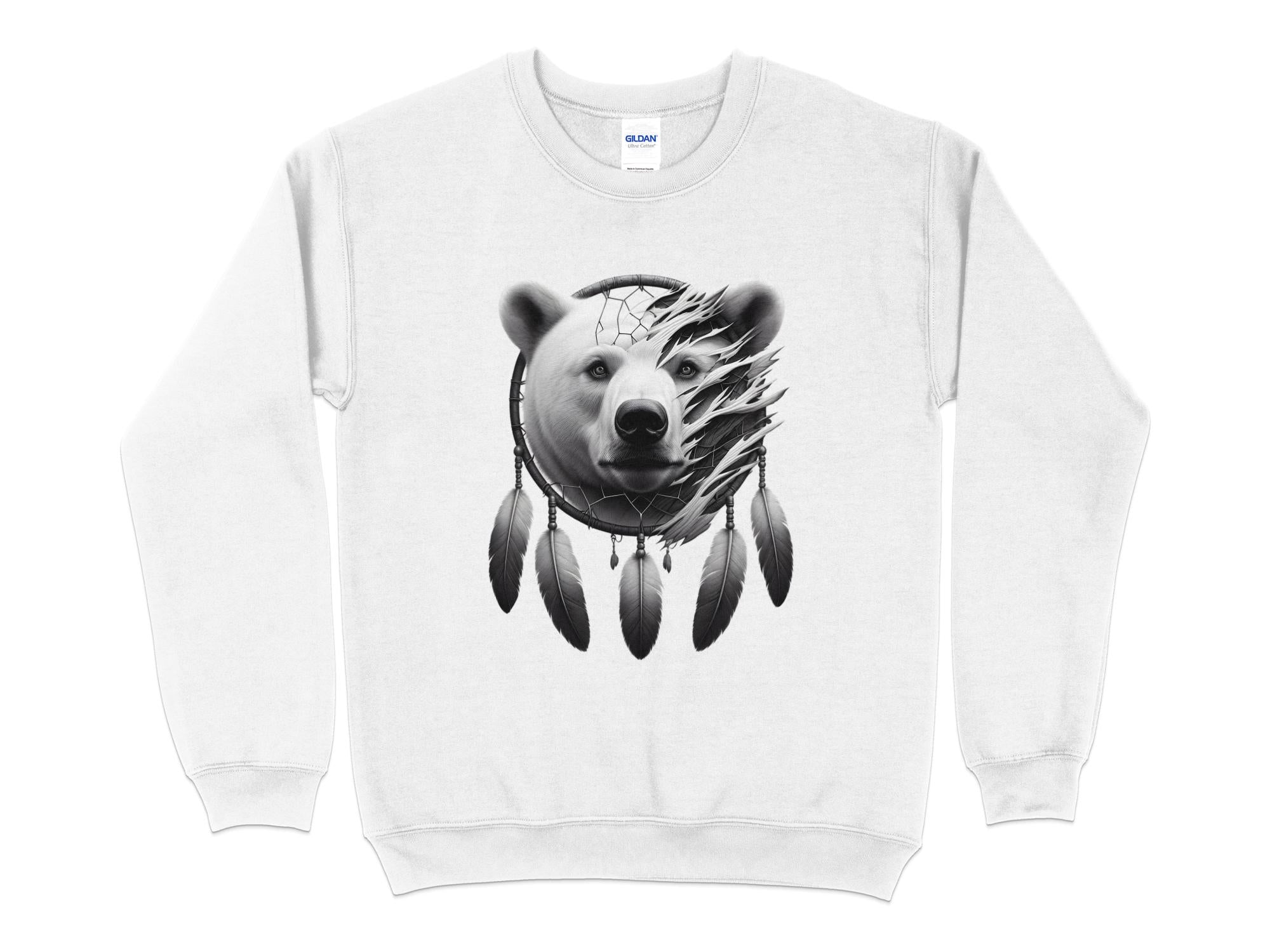 Dreamcatcher Bear - Coloured Gildan Sweatshirt Realistic Native American Talisman Unisex Mythology Tee Graphic Design