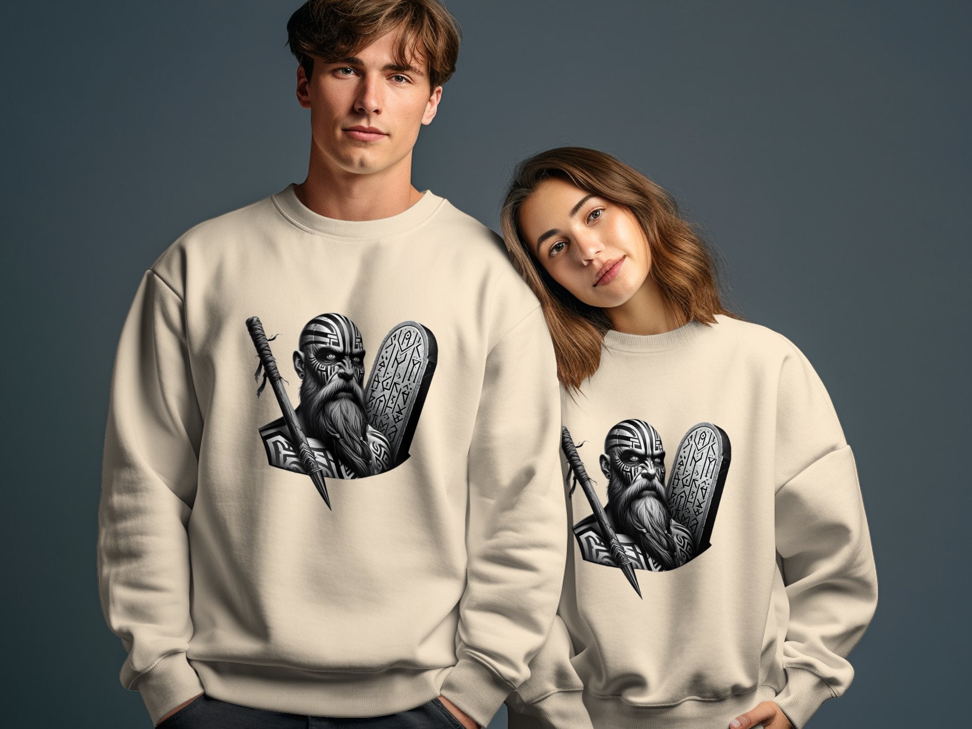 Viking Determination - Coloured Gildan Sweatshirt Realistic Norse Talisman Men Women Unisex Valhalla Tee Graphic Design