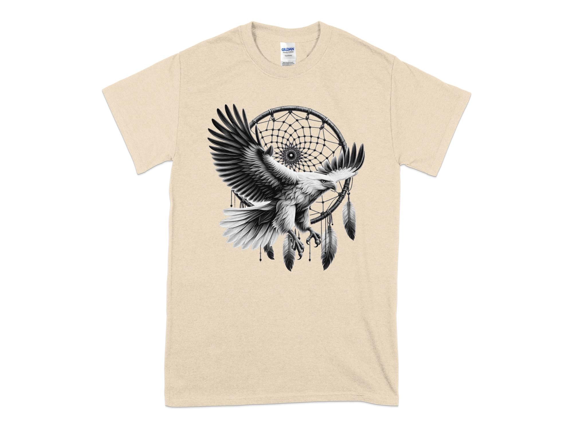 Dreamcatcher Eagle - Coloured Gildan T-Shirt Realistic Native American Talisman Unisex Mythology Tee Graphic Design