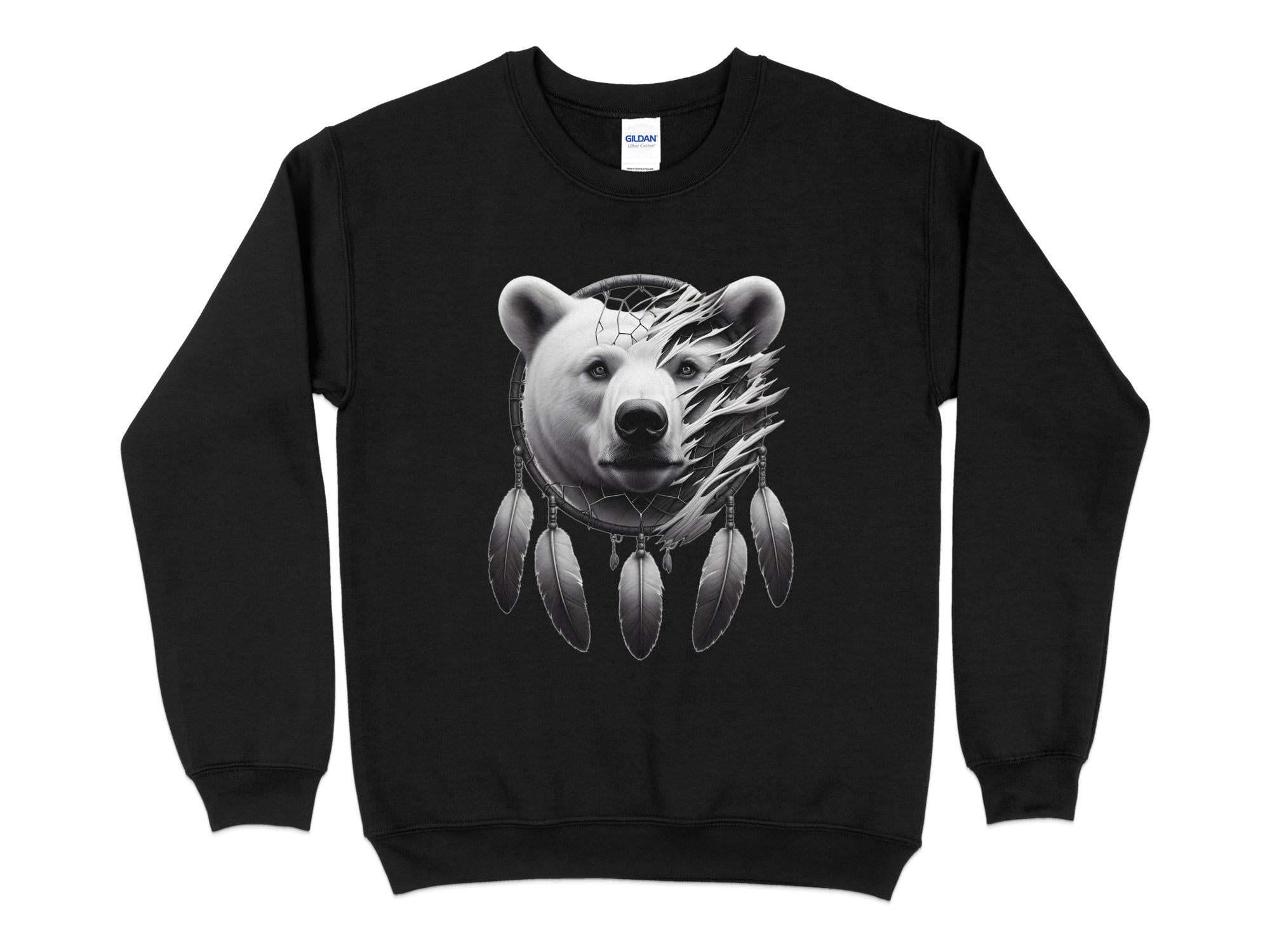 Dreamcatcher Bear - Coloured Gildan Sweatshirt Realistic Native American Talisman Unisex Mythology Tee Graphic Design