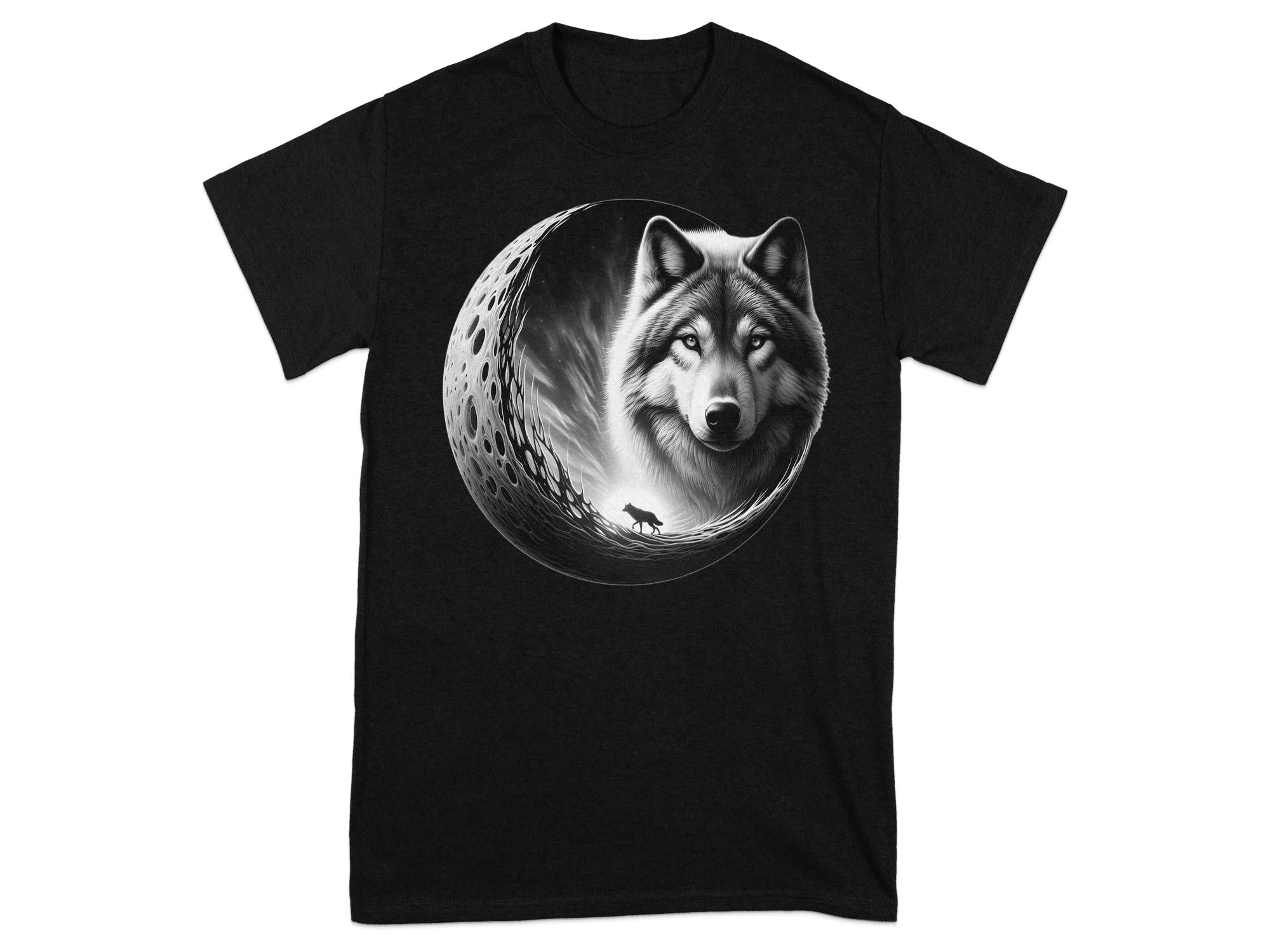 Moon Wolf - Coloured Gildan T-Shirt Realistic Animal Talisman Unisex Mythology Tee Graphic Design