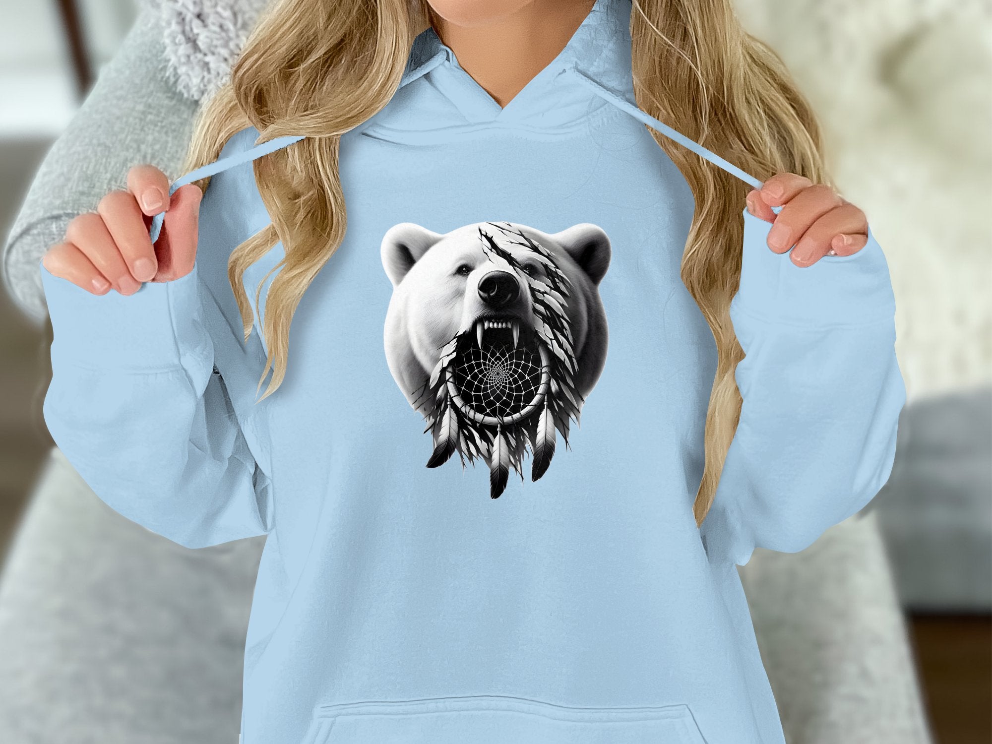 Dreamcatcher Bear - Coloured Gildan Hoodie Realistic Native American Talisman Unisex Mythology Tee Graphic Design