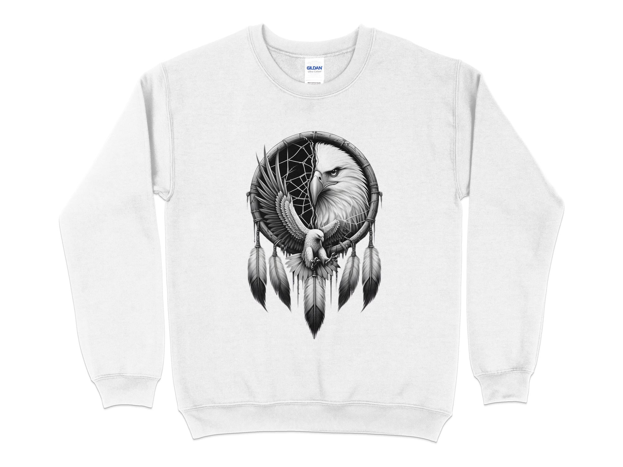 Dreamcatcher Eagle - Coloured Gildan Sweatshirt Realistic Native American Talisman Unisex Mythology Tee Graphic Design