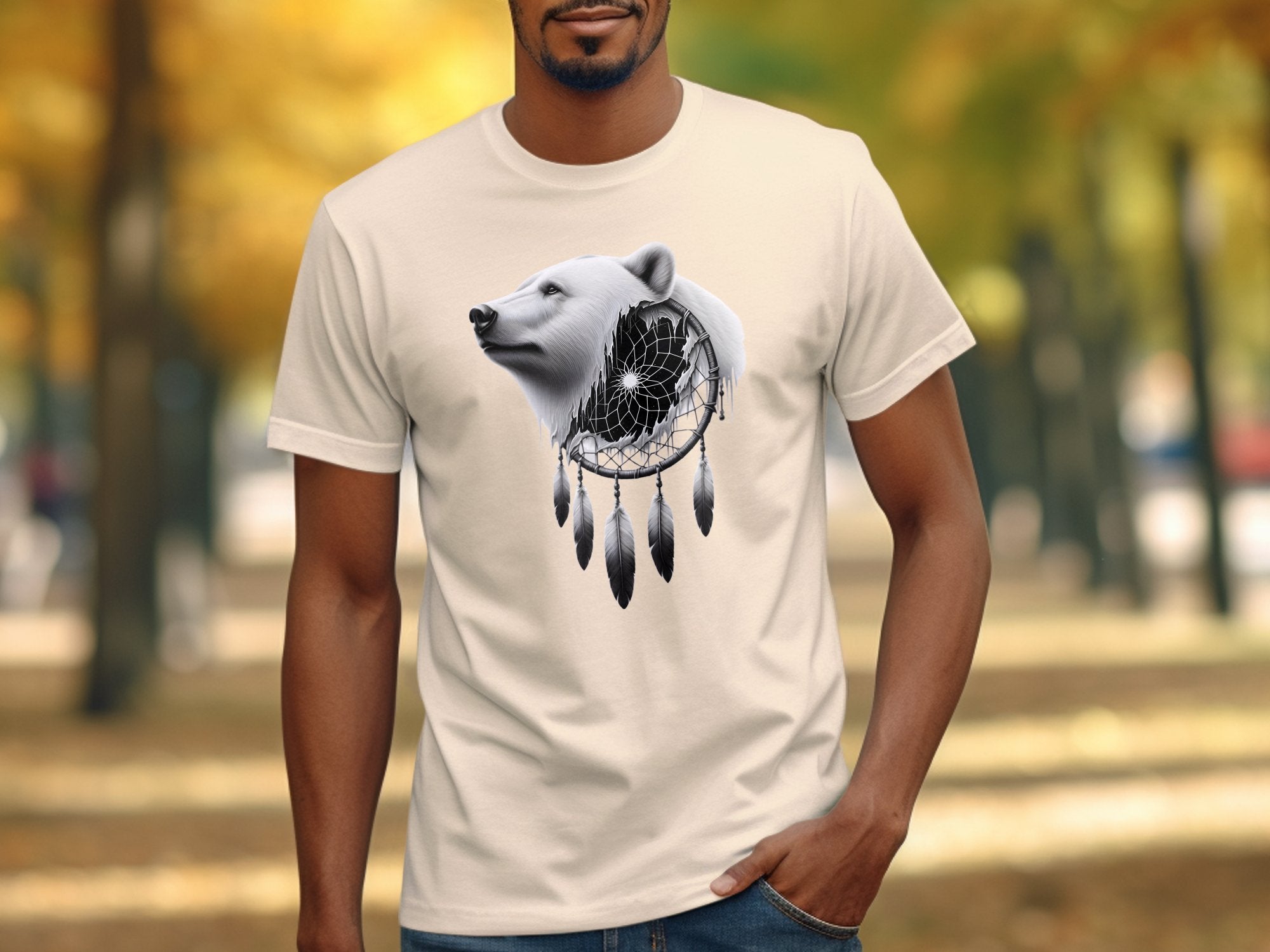 Dreamcatcher Bear - Coloured Gildan T-Shirt Realistic Native American Talisman Unisex Mythology Tee Graphic Design