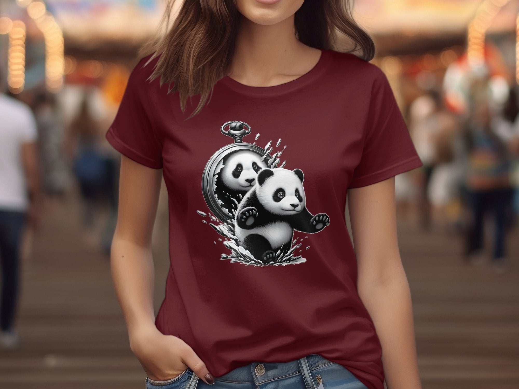 Panda - Coloured Gildan T-Shirt Realistic Animal Talisman Unisex Cute Tee Graphic Design