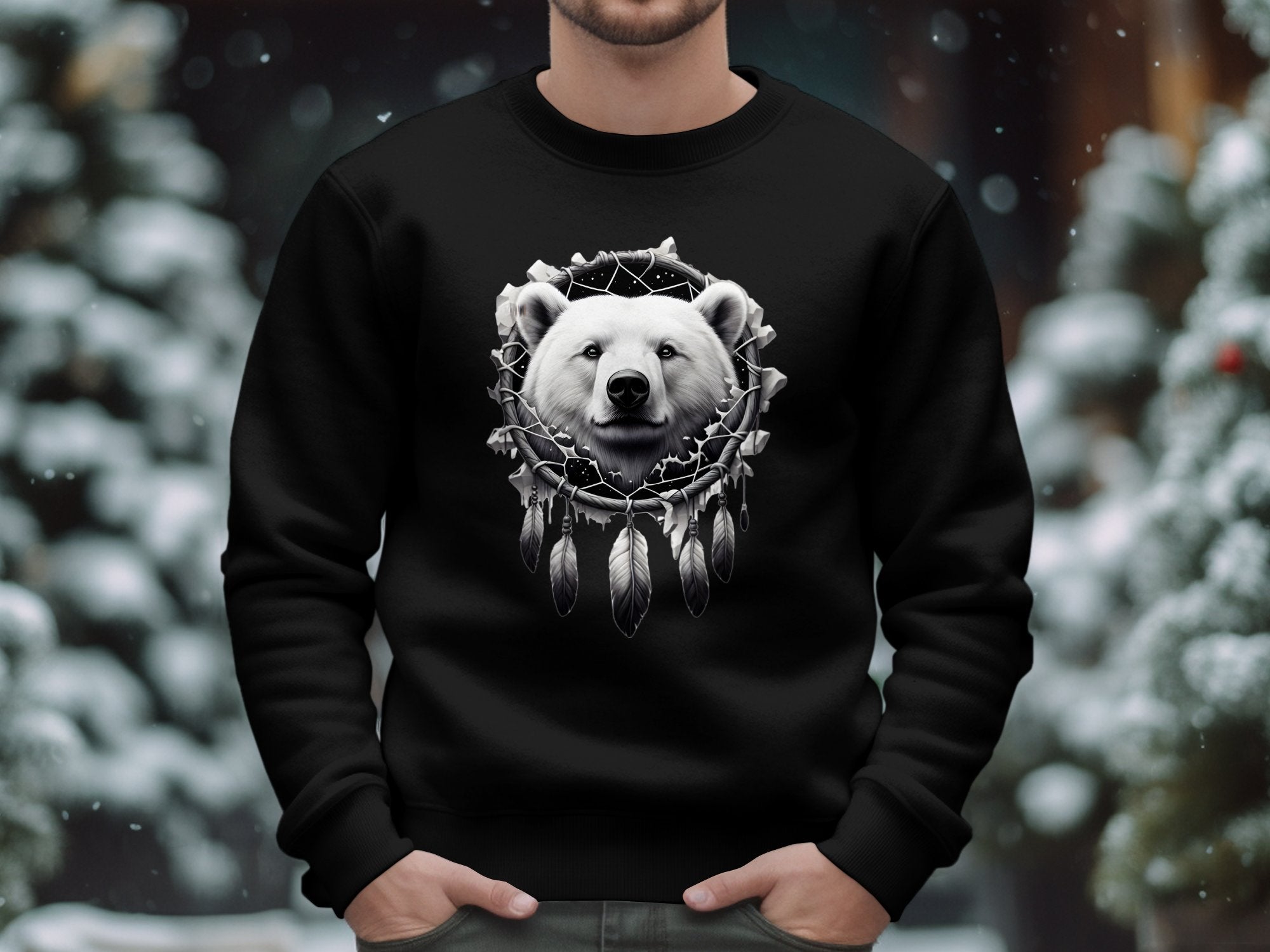 Dreamcatcher Bear - Coloured Gildan Sweatshirt Realistic Native American Talisman Unisex Mythology Tee Graphic Design