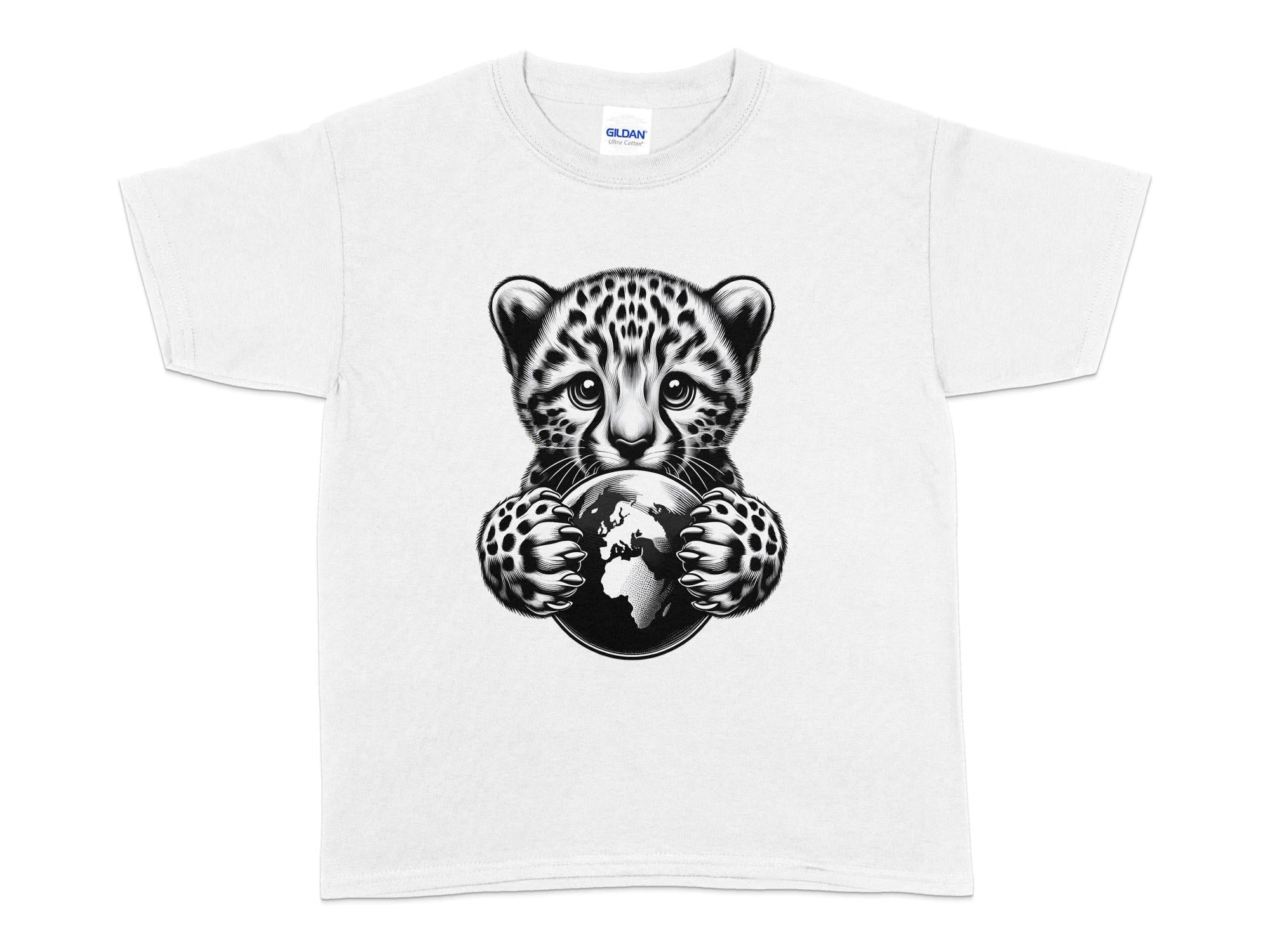 Cheetah World - Coloured Gildan Kids T-Shirt Realistic Animal Talisman Unisex Cute Tee Graphic Design