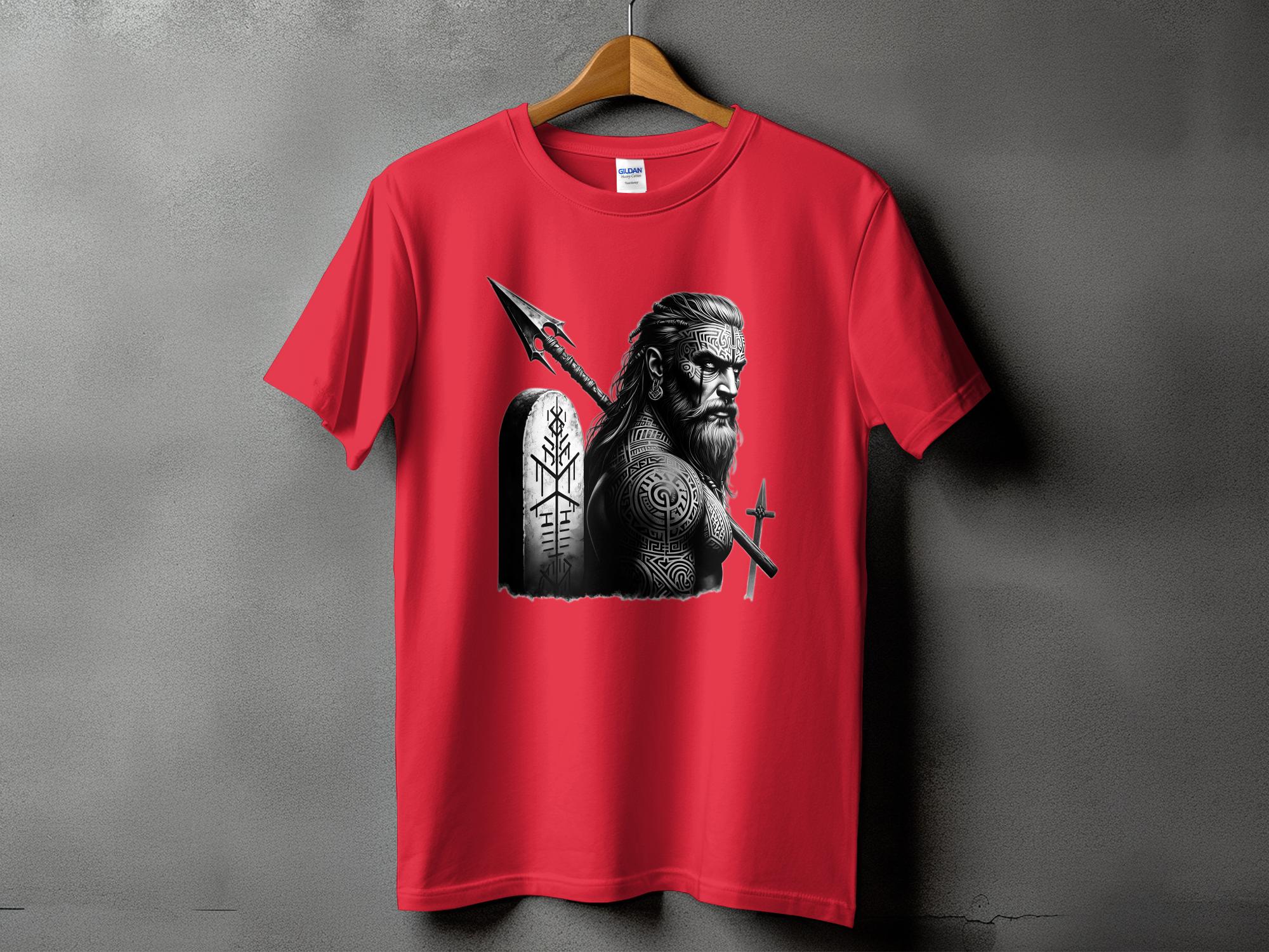 Viking Heroism - Coloured Gildan T Shirt Realistic Norse Talisman Men Women Unisex Valhalla Tee Graphic Design