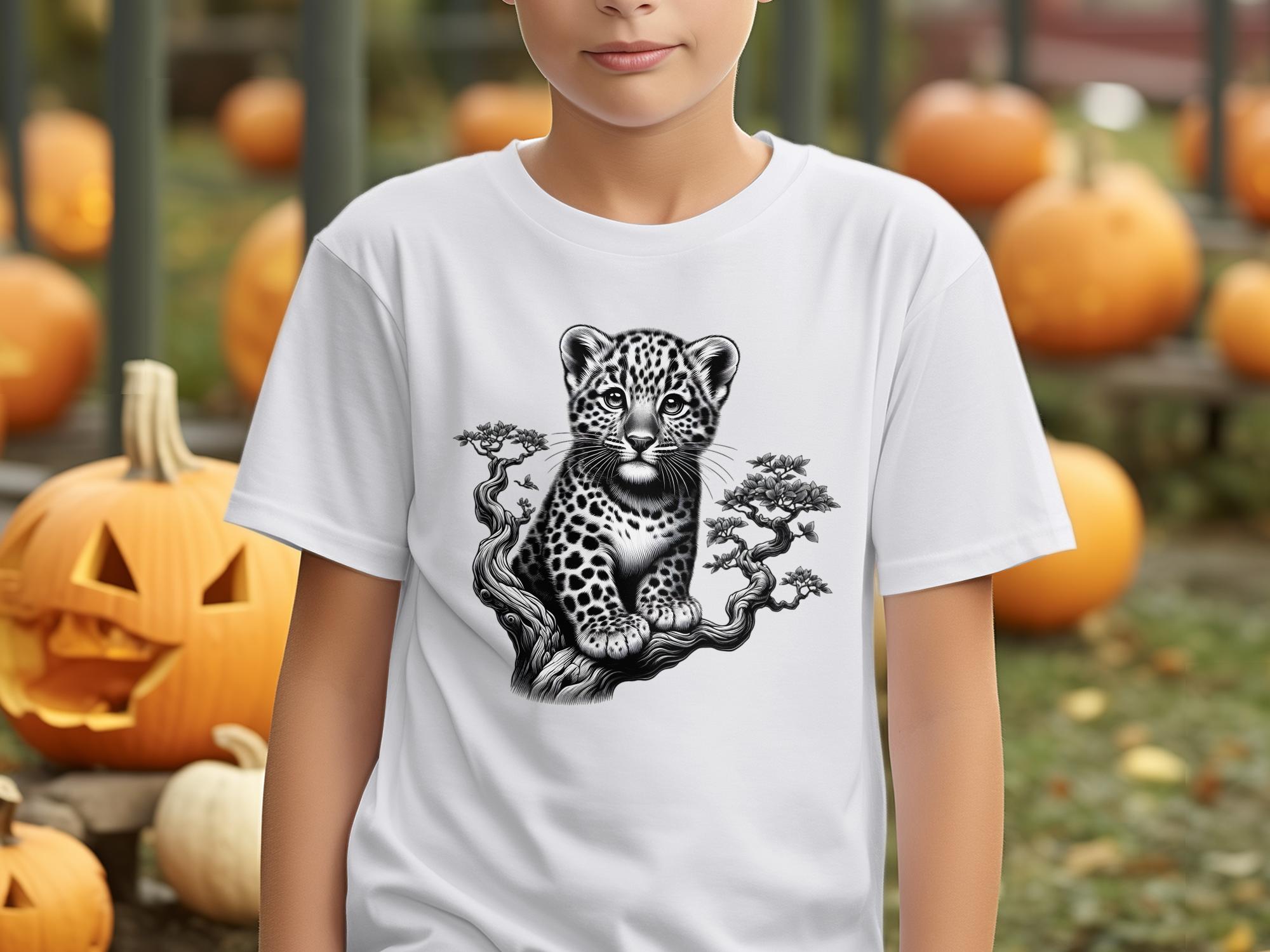 Leopard Bonsai - Coloured Gildan Kids T-Shirt Realistic Animal Talisman Unisex Cute Tee Graphic Design