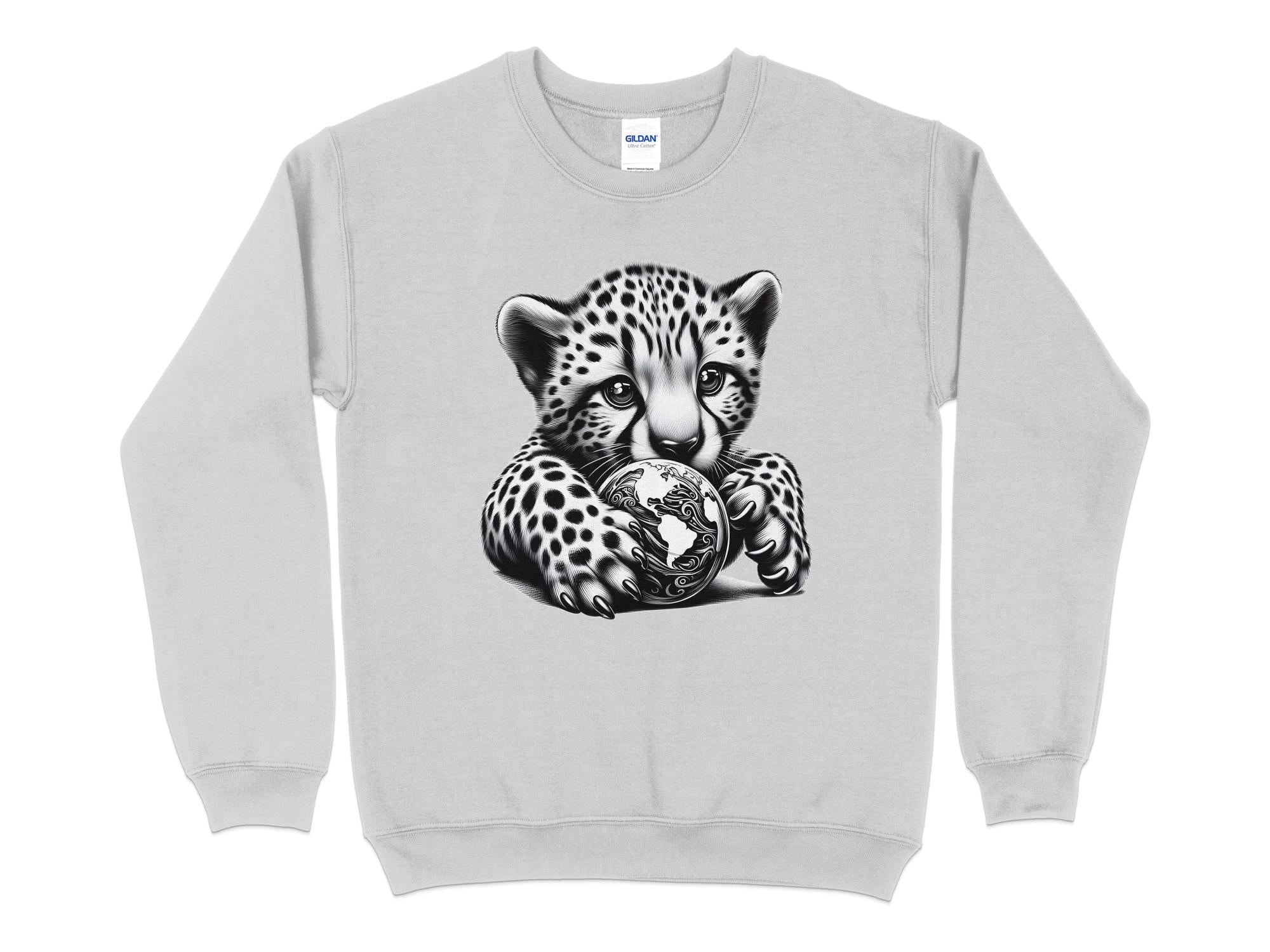 Cheetah World - Coloured Gildan Sweatshirt Realistic Animal Talisman Unisex Cute Tee Graphic Design