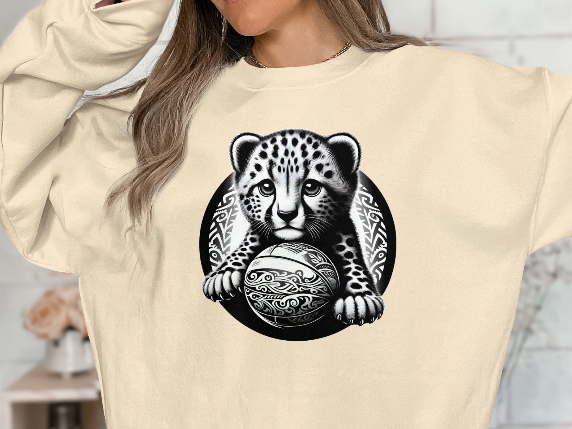 Cheetah World - Coloured Gildan Sweatshirt Realistic Animal Talisman Unisex Cute Tee Graphic Design