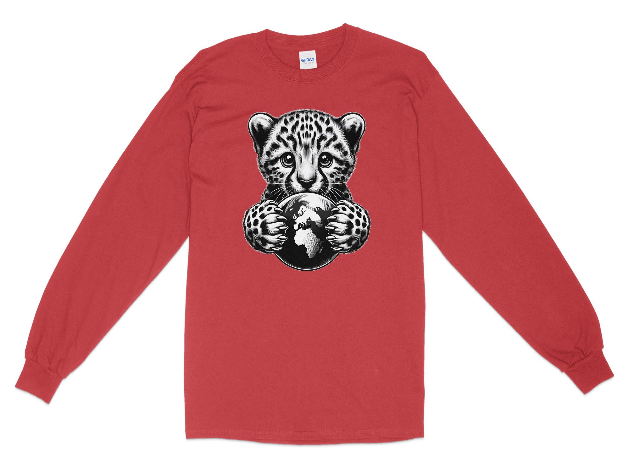 Cheetah World - Coloured Gildan Long Sleeve Realistic Animal Talisman Unisex Cute Tee Graphic Design