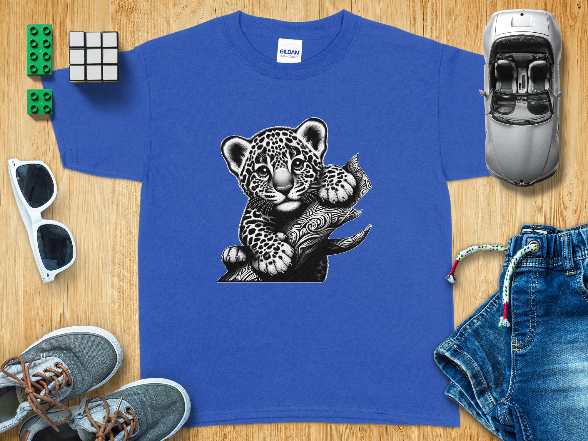 Leopard Bonsai - Coloured Gildan Kids T-Shirt Realistic Animal Talisman Unisex Cute Tee Graphic Design