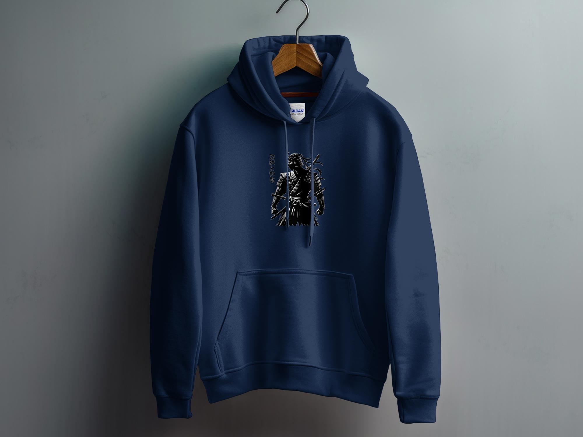 Samurai Ninja - Coloured Gildan Hoodie Japanese Talisman Unisex Cultural Symbolic Graphic Design