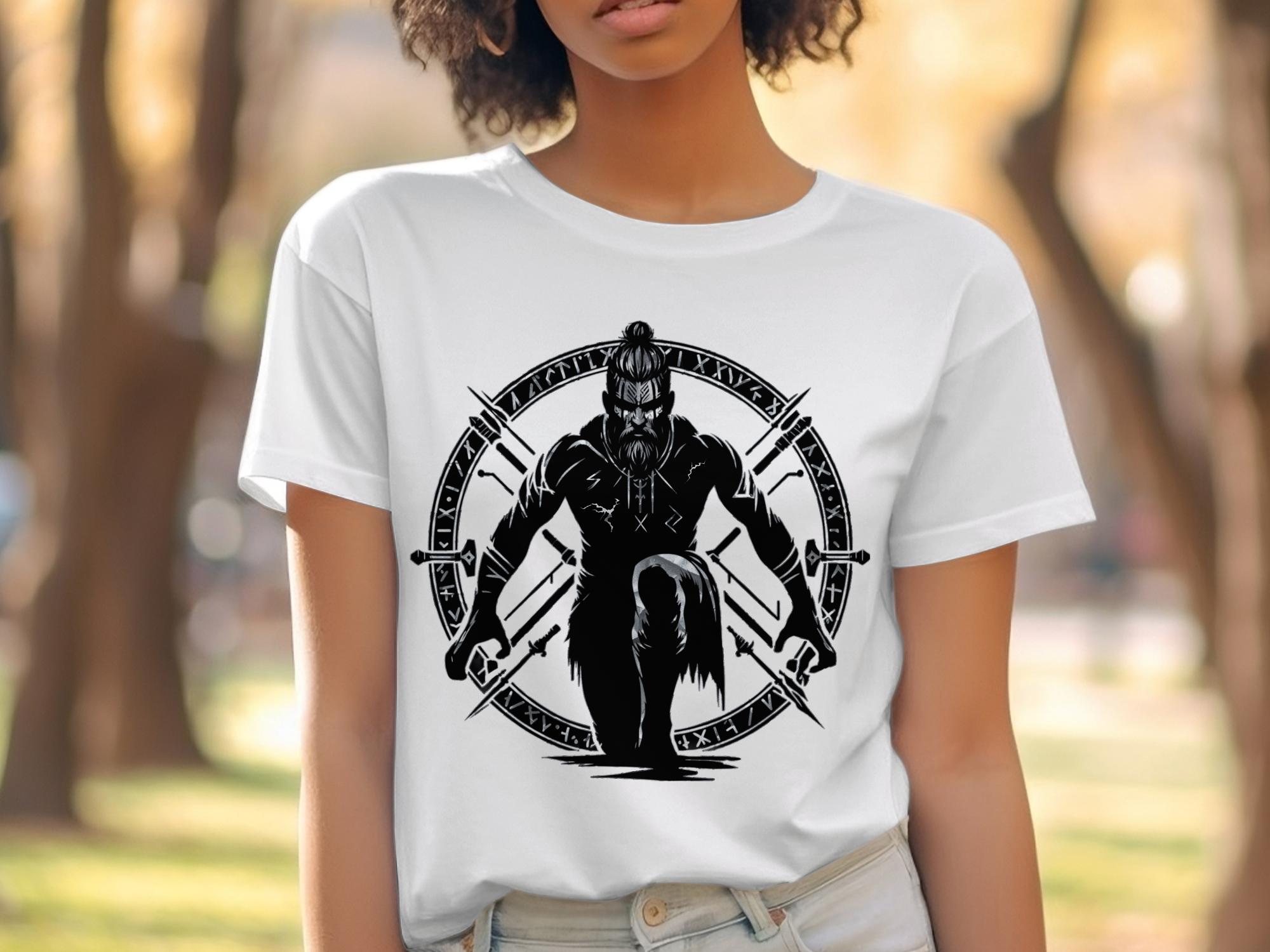 Viking Watchman - Coloured Gildan T Shirt White Norse Talisman Men Women Unisex Valhalla Tee