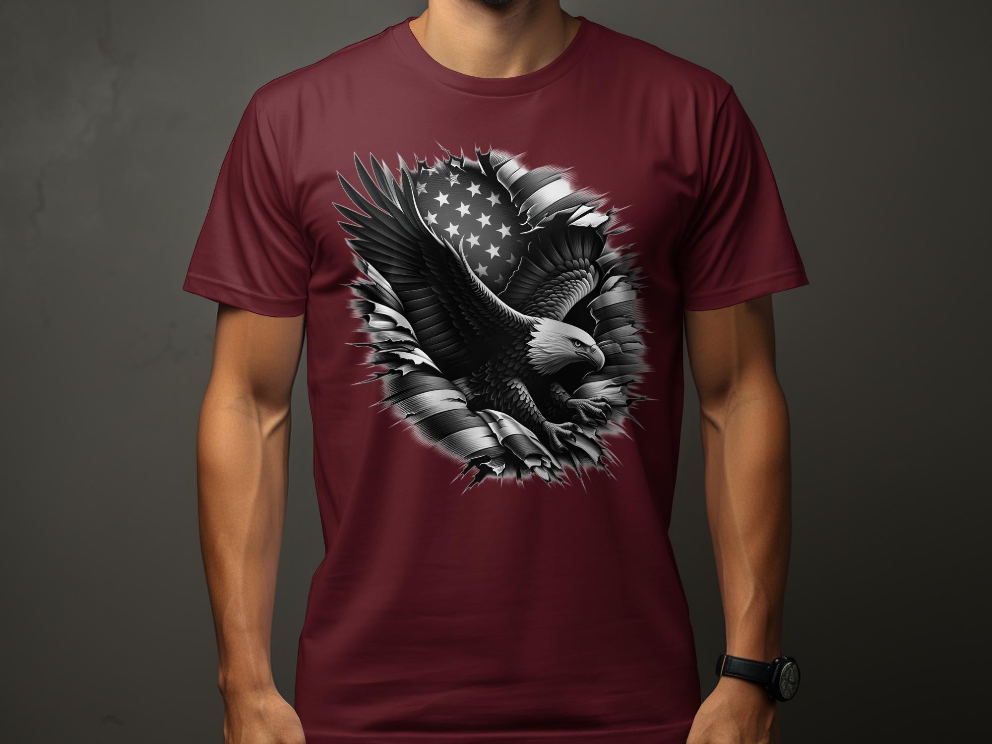 Eagle Patriot - Coloured Gildan T-Shirt Realistic Animal Talisman Unisex Tee Graphic Design