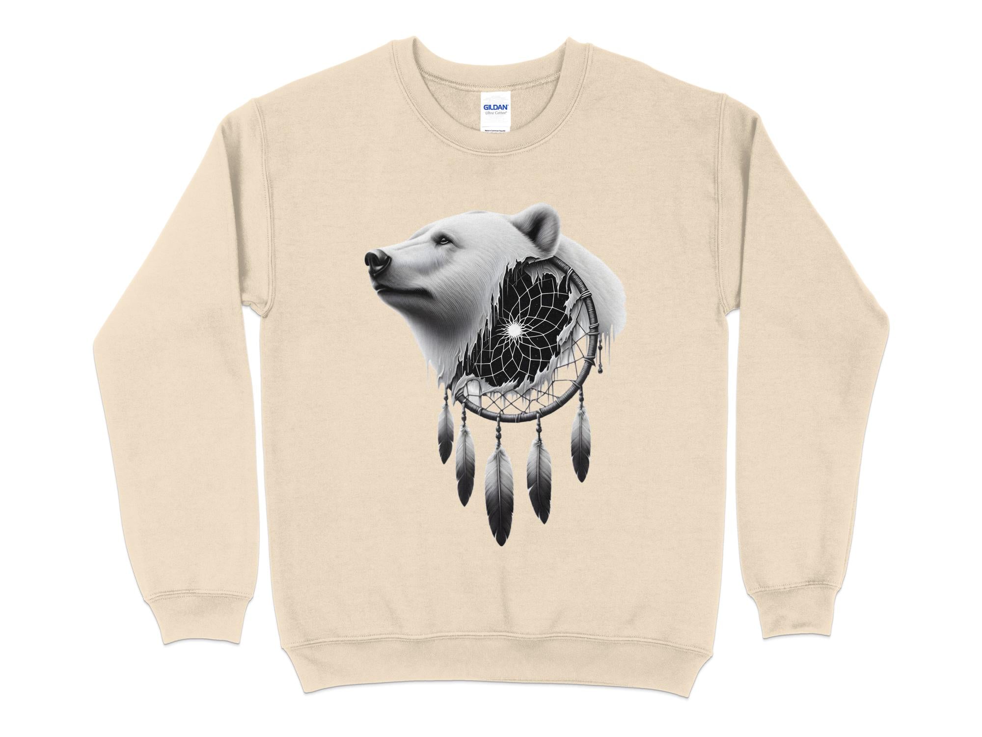 Dreamcatcher Bear - Coloured Gildan Sweatshirt Realistic Native American Talisman Unisex Mythology Tee Graphic Design