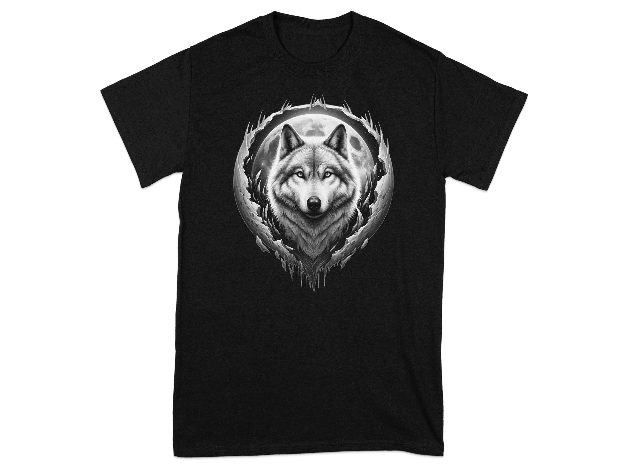 Moon Wolf - Coloured Gildan T-Shirt Realistic Animal Talisman Unisex Mythology Tee Graphic Design