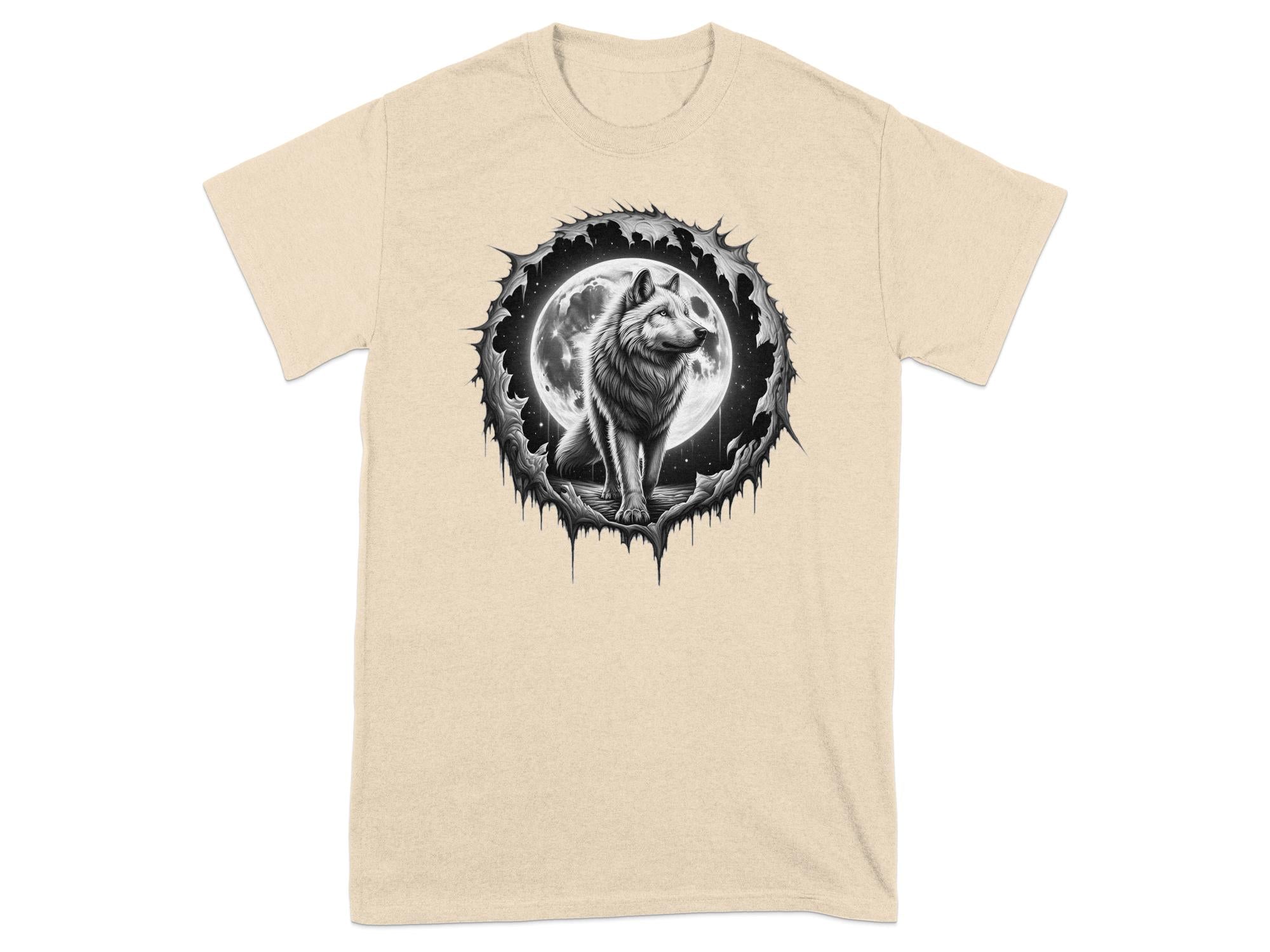 Moon Wolf - Coloured Gildan T-Shirt Realistic Animal Talisman Unisex Mythology Tee Graphic Design