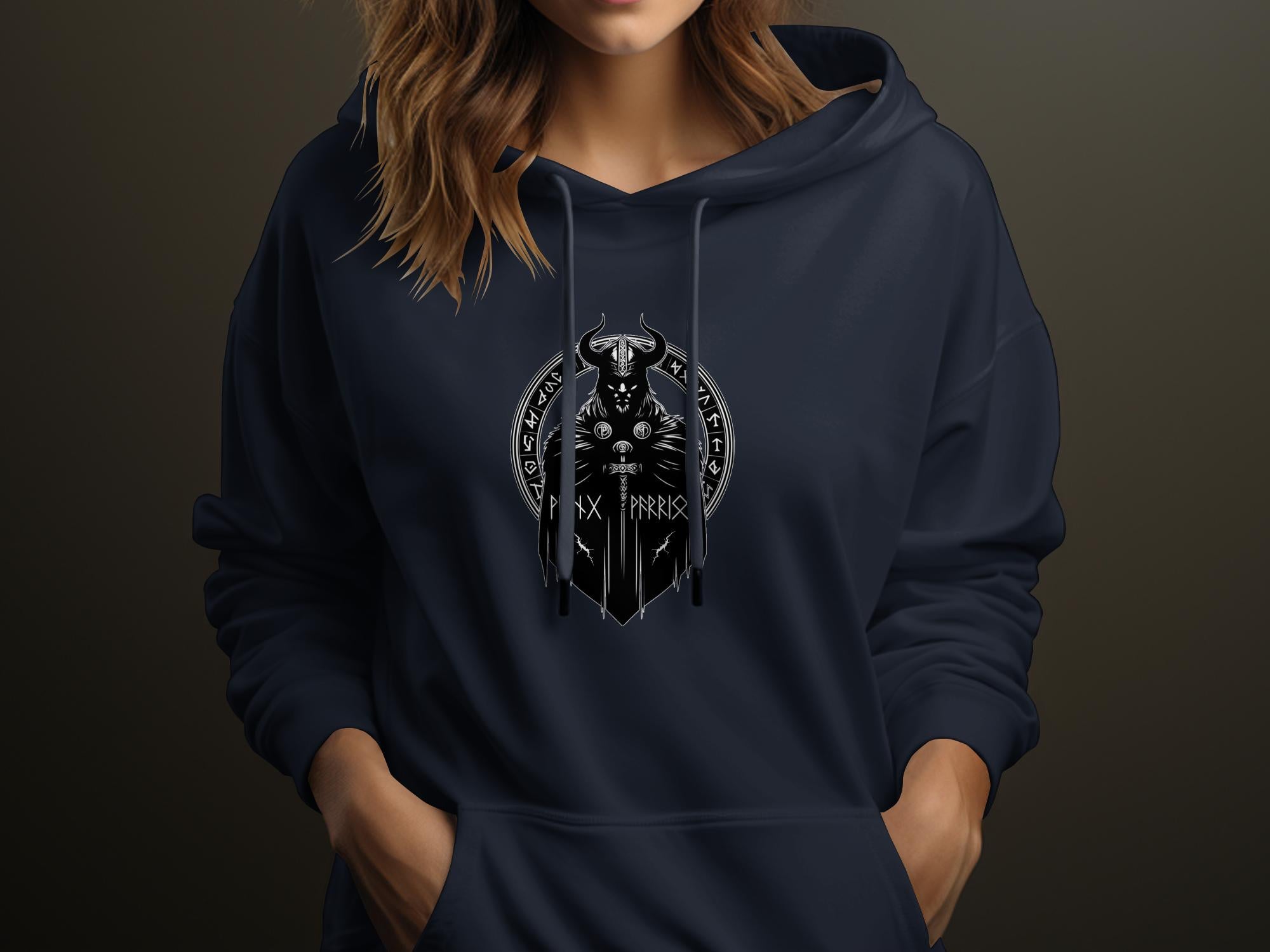 Viking Seer - Coloured Gildan Hoodie Shirt White Norse Talisman Men Women Unisex Valhalla Tee