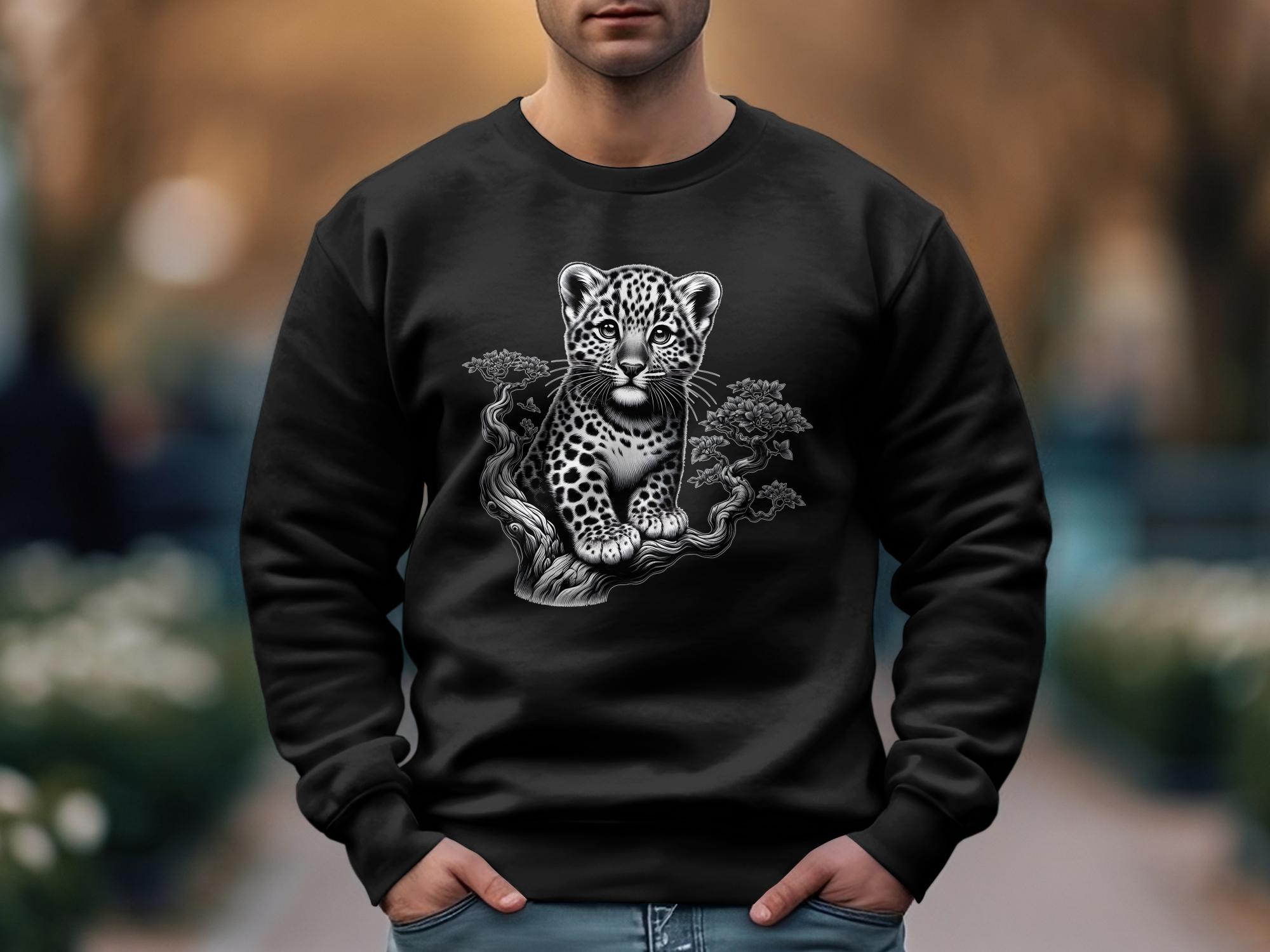 Leopard Bonsai - Coloured Gildan Sweatshirt Realistic Animal Talisman Unisex Cute Tee Graphic Design