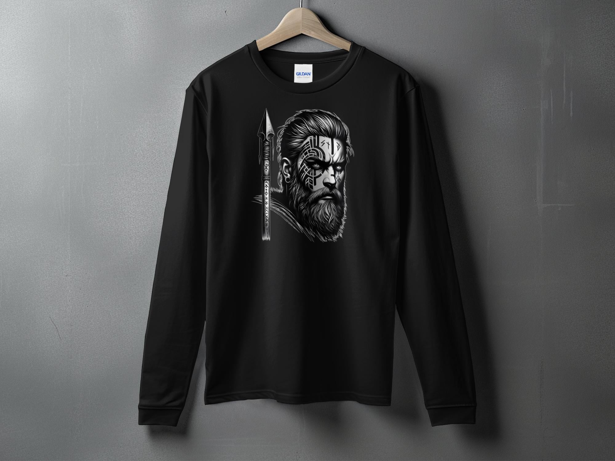 Viking Protector - Coloured Gildan Long Sleeve Realistic Norse Talisman Men Women Unisex Valhalla Tee Graphic Design