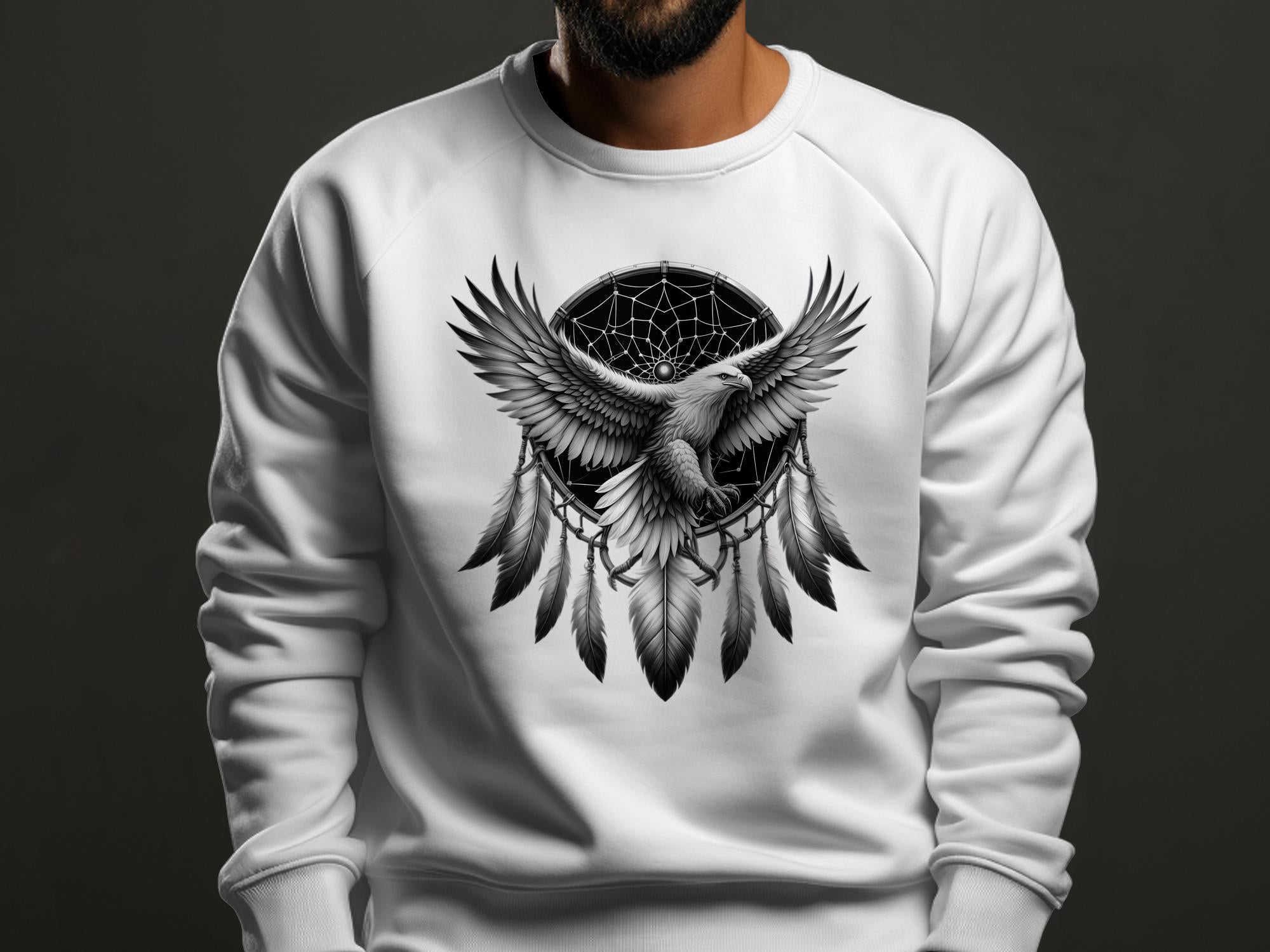 Dreamcatcher Eagle - Coloured Gildan Sweatshirt Realistic Native American Talisman Unisex Mythology Tee Graphic Design