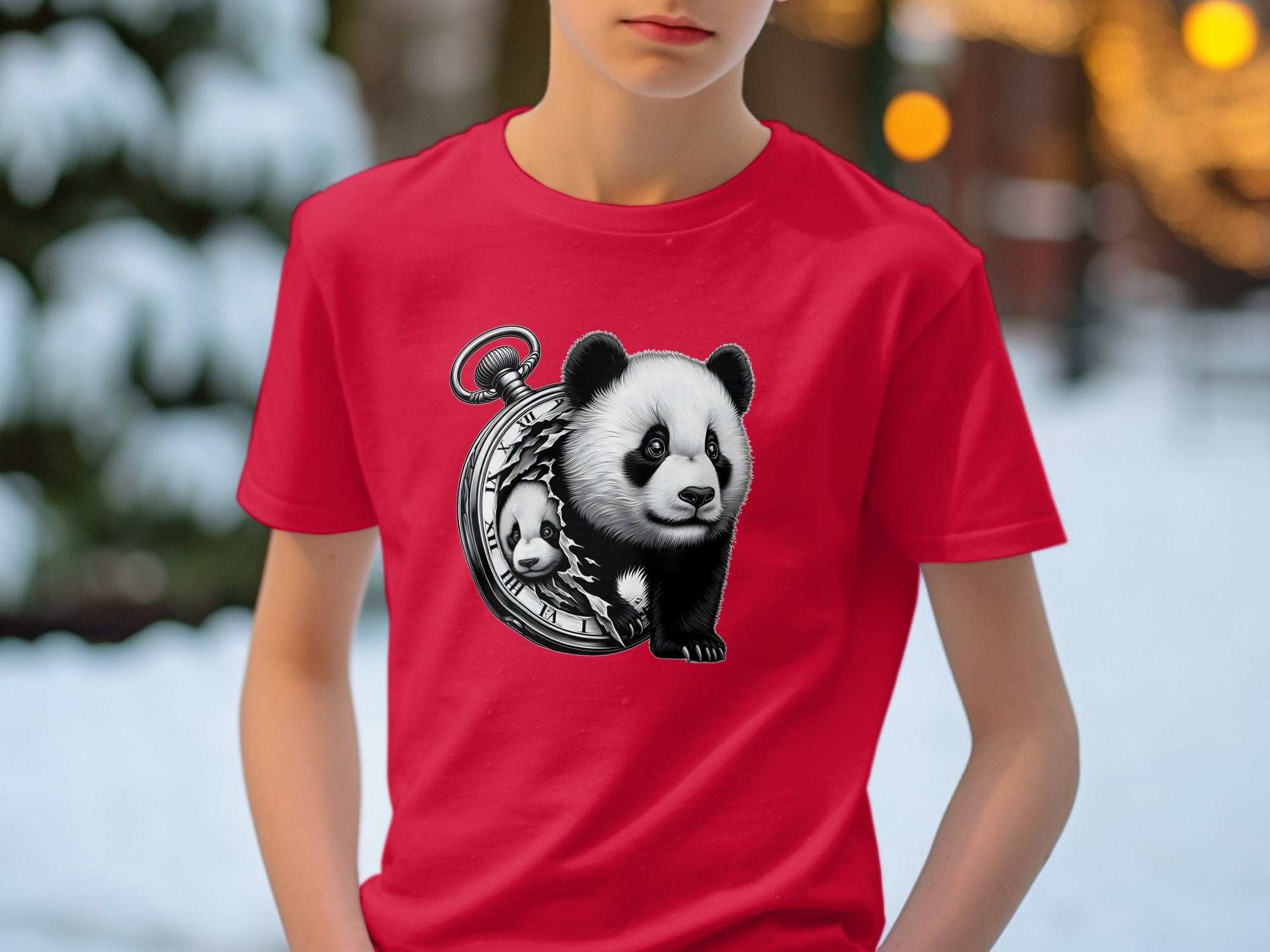 Panda - Coloured Kids T-Shirt Realistic Animal Talisman Unisex Cute Tee Graphic Design