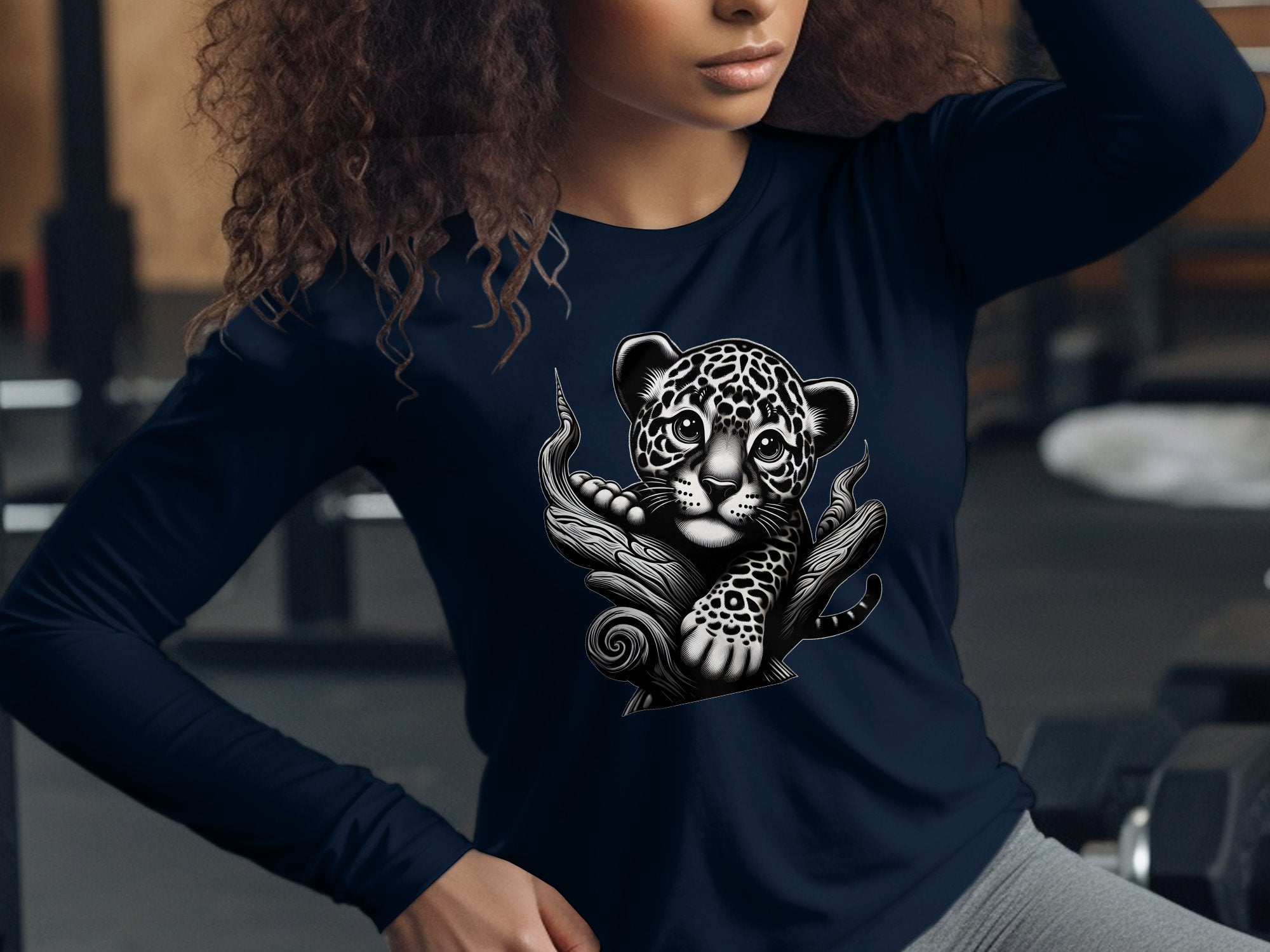 Leopard Bonsai - Coloured Gildan Long Sleeve Realistic Animal Talisman Unisex Cute Tee Graphic Design