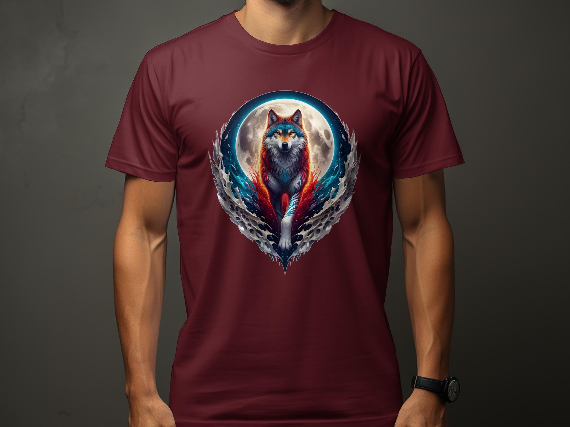 Moon Wolf - T-Shirt Realistic Full Colour Animal Talisman Unisex Mythology Tee Gildan Graphic Design