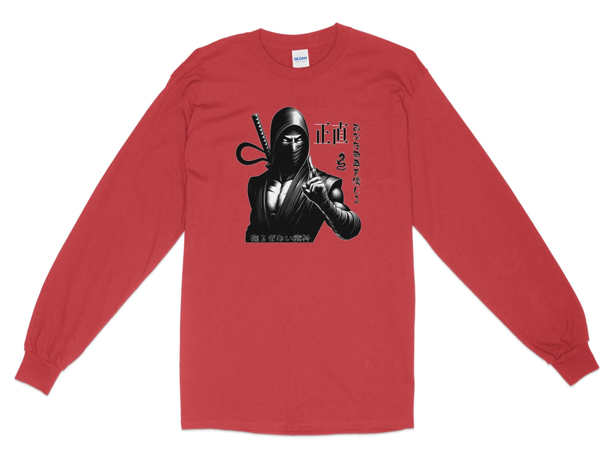 Samurai Ninja - Coloured Gildan Long Sleeve Japanese Talisman Unisex Cultural Symbolic Graphic Design