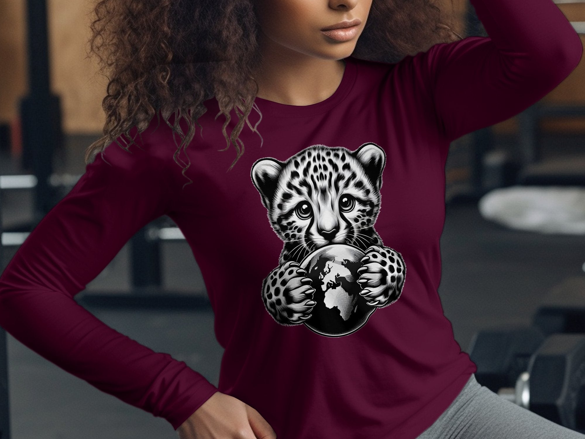 Cheetah World - Coloured Gildan Long Sleeve Realistic Animal Talisman Unisex Cute Tee Graphic Design