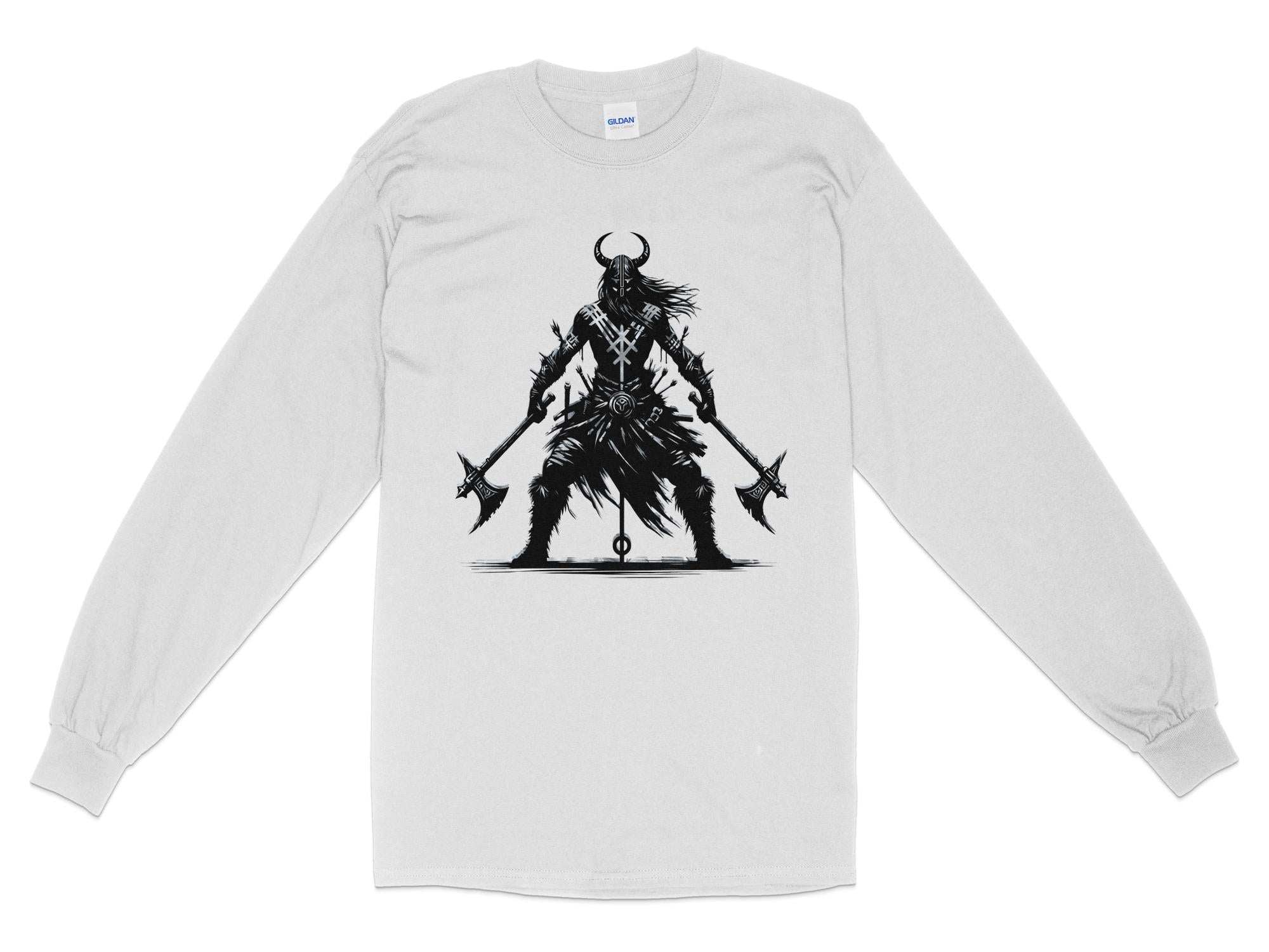 Viking Indomitable - Coloured Gildan Long Sleeve Norse Talisman Men Women Unisex Valhalla Tee