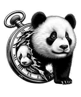 Panda in Time - Digital Art | PNG, JPEG & SVG | Instant Download for Apparel, Décor and Wall Art