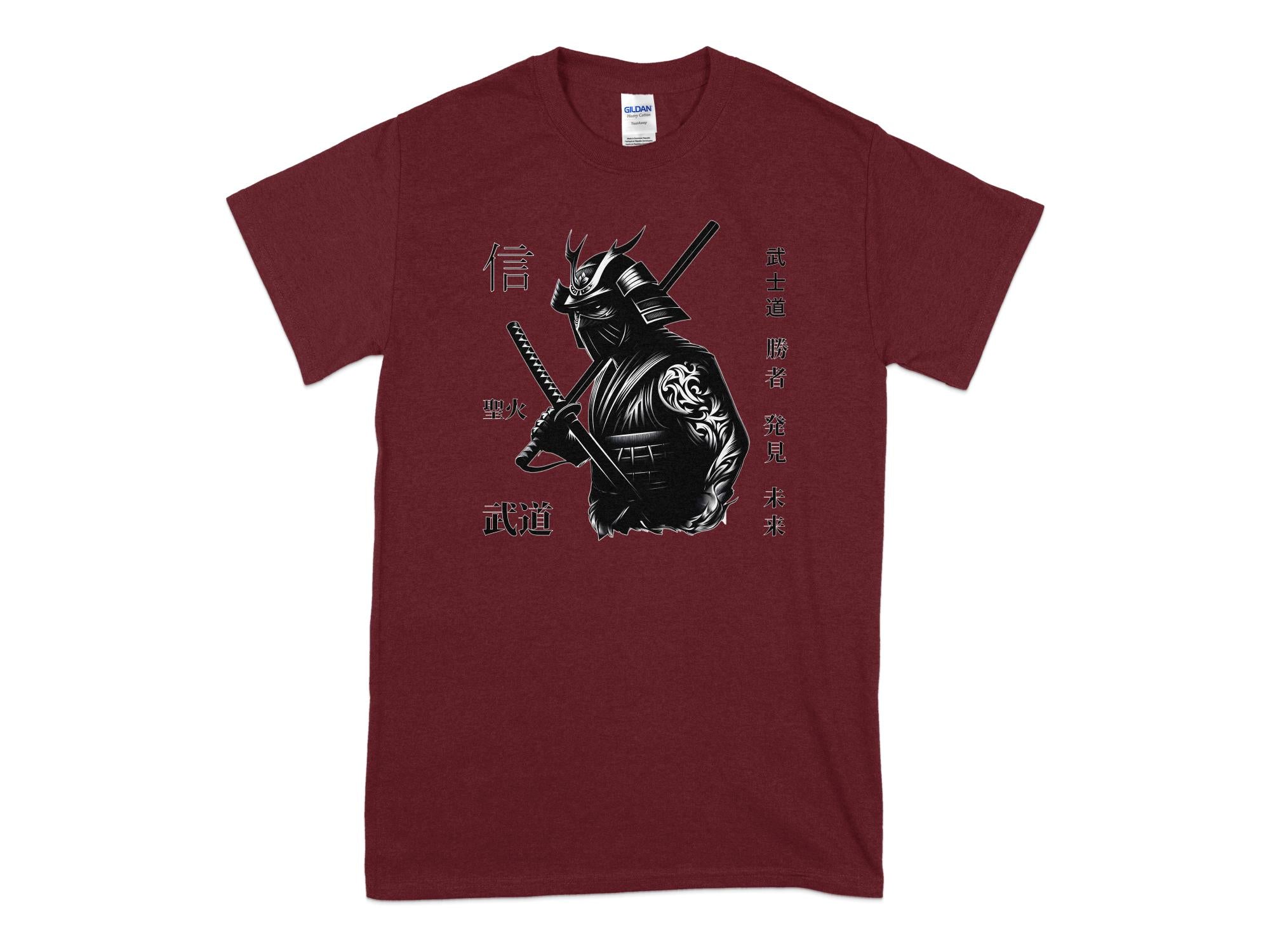 Samurai Ninja - Coloured Gildan T-Shirt Japanese Talisman Unisex Cultural Symbolic Graphic Design