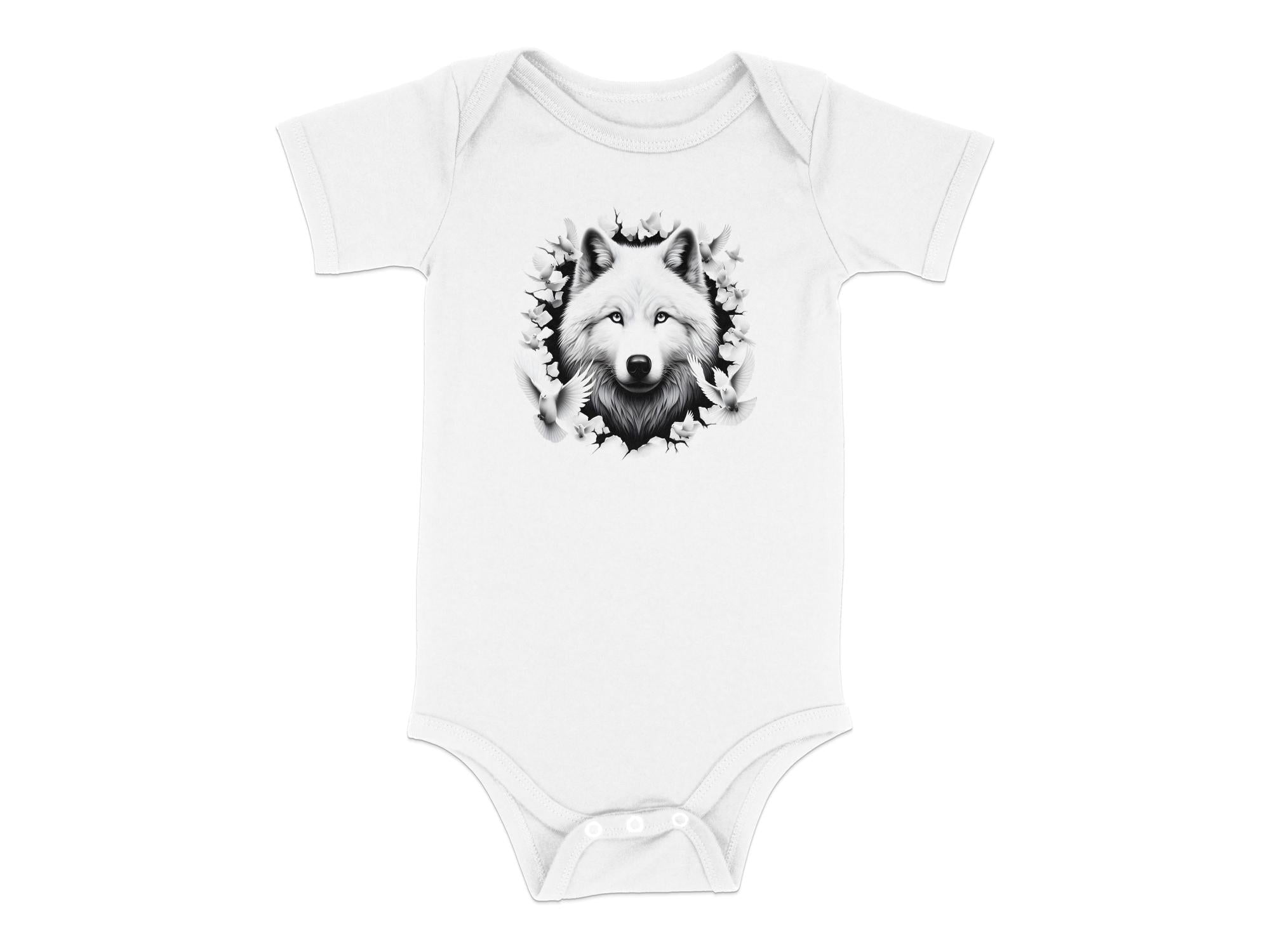 Wolf x Doves - Coloured Toddler Bodysuit Realistic Animal Talisman Unisex Tee Graphic Design