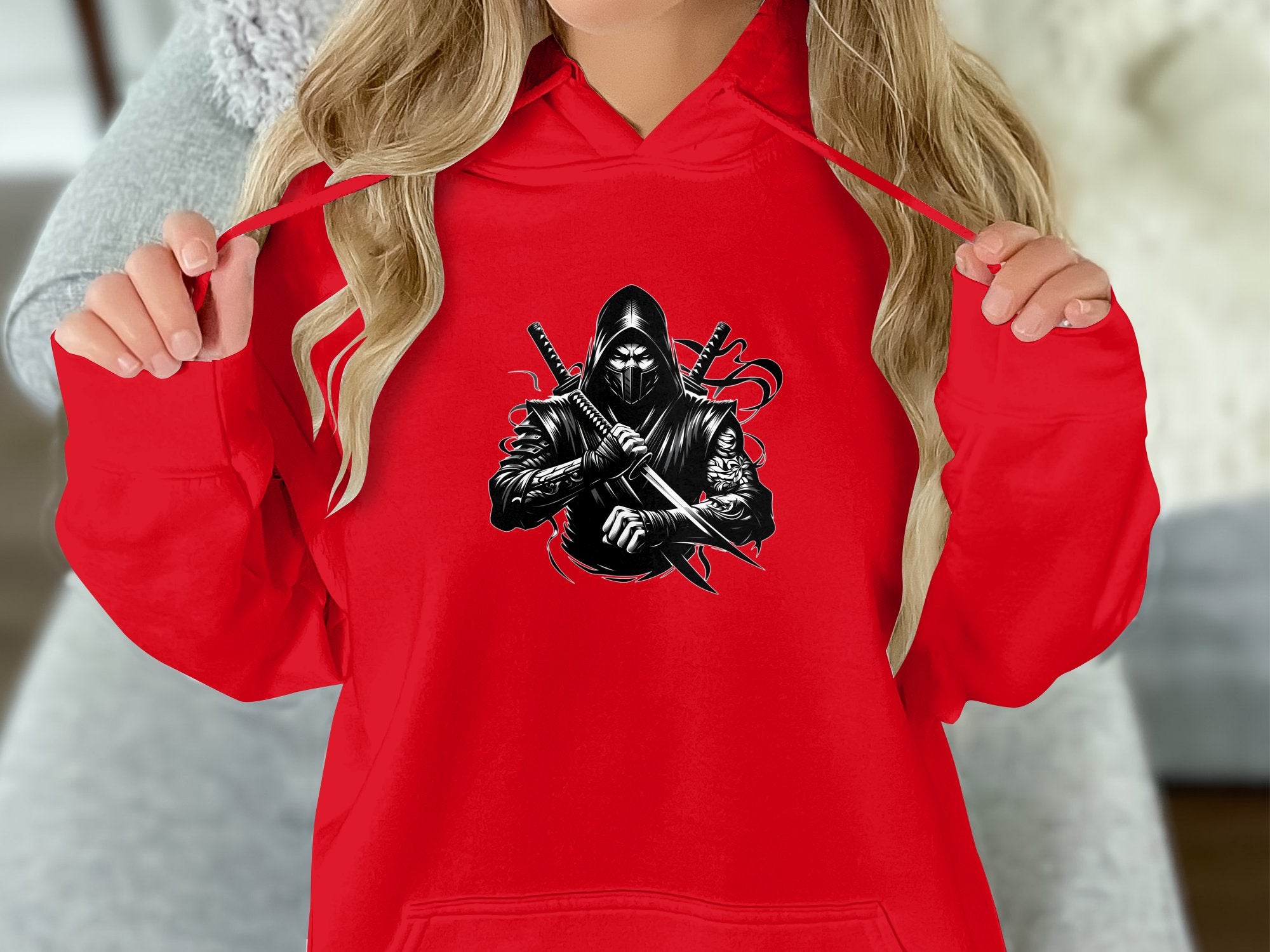 Samurai Ninja - Coloured Gildan Hoodie Japanese Talisman Unisex Cultural Symbolic Graphic Design