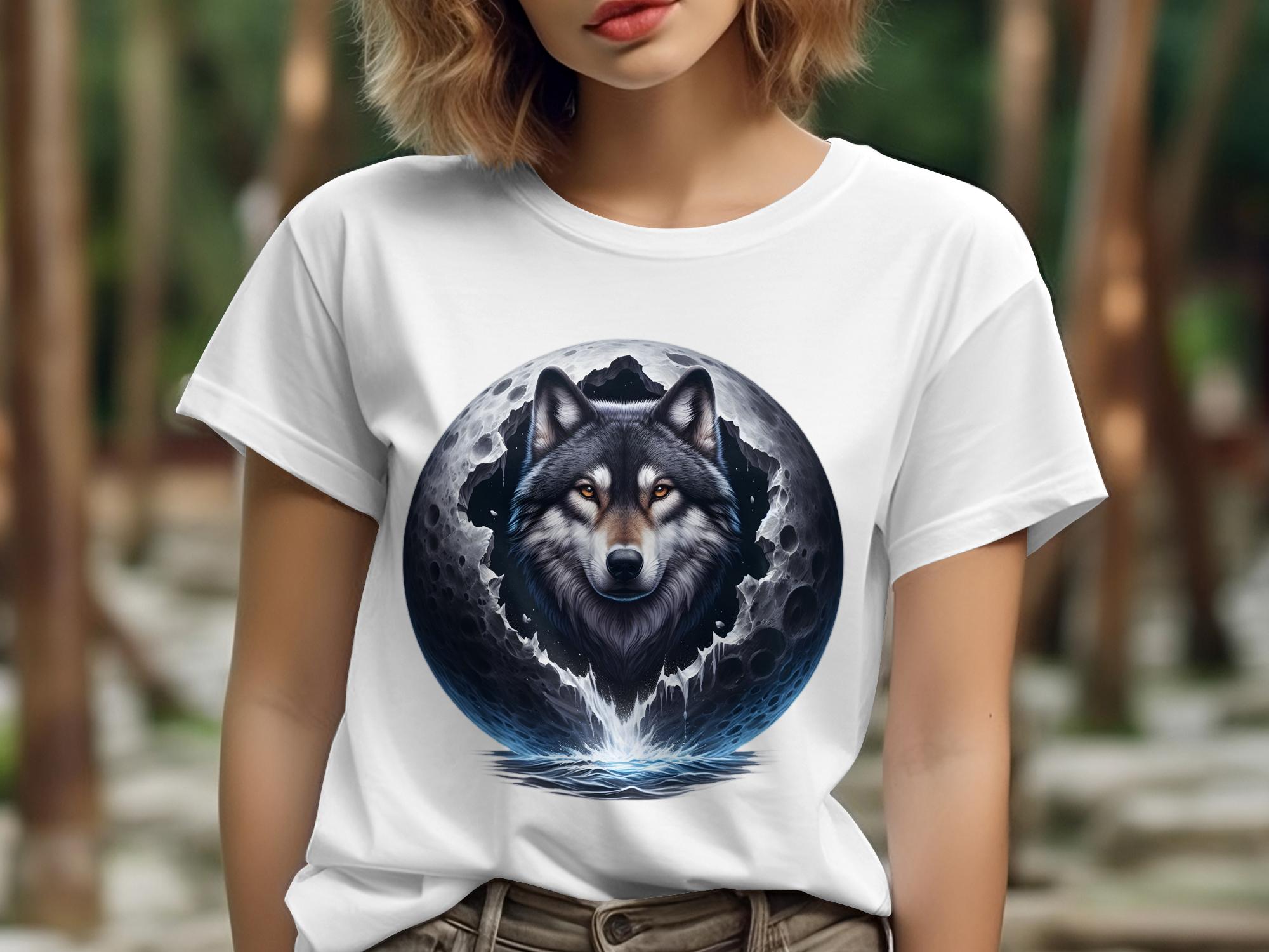 Moon Wolf - T-Shirt Realistic Full Colour Animal Talisman Unisex Mythology Tee Gildan Graphic Design