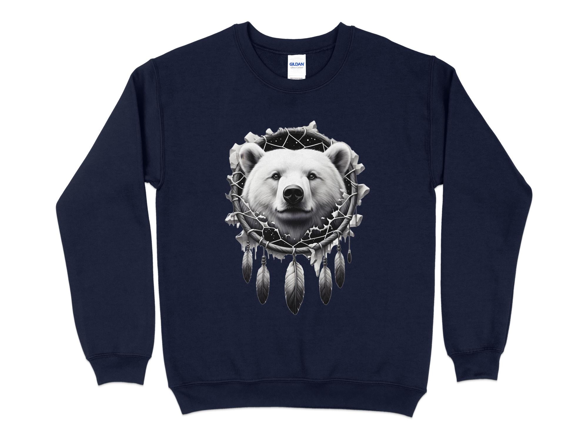 Dreamcatcher Bear - Coloured Gildan Sweatshirt Realistic Native American Talisman Unisex Mythology Tee Graphic Design