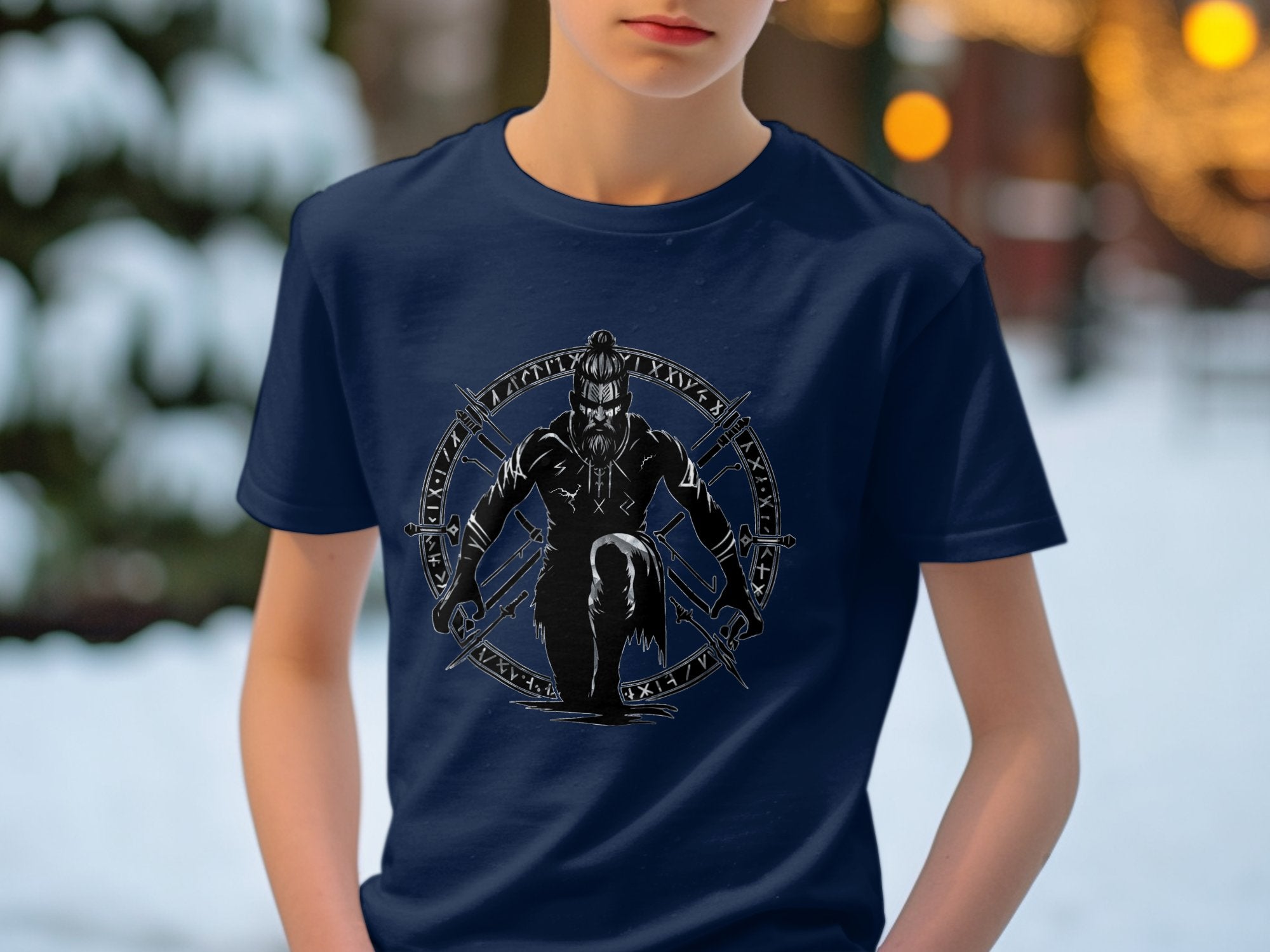 Viking Watchman - Coloured Gildan Kids T Shirt Norse Talisman Unisex Valhalla Tee