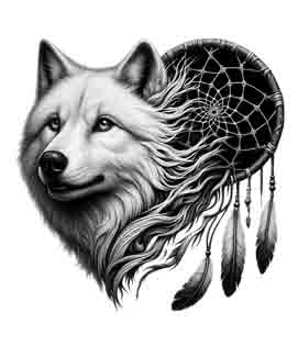 Dreamcatcher Wolf - Digital Art | PNG, JPEG & SVG | Instant Download for Apparel, Décor and Wall Art