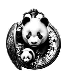 Panda in Time - Digital Art | PNG, JPEG & SVG | Instant Download for Apparel, Décor and Wall Art