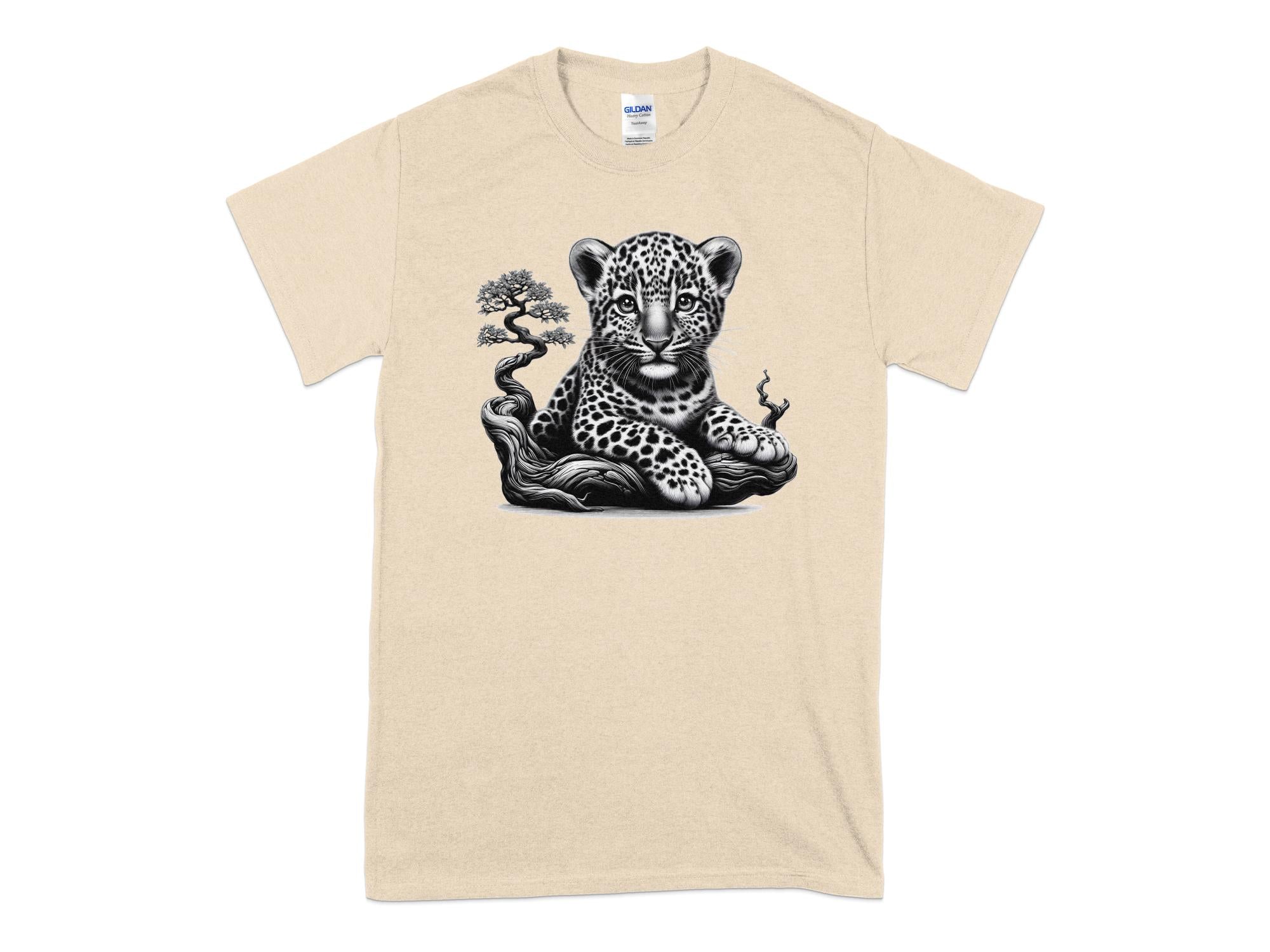 Leopard Bonsai - Coloured Gildan T-Shirt Realistic Animal Talisman Unisex Cute Tee Graphic Design