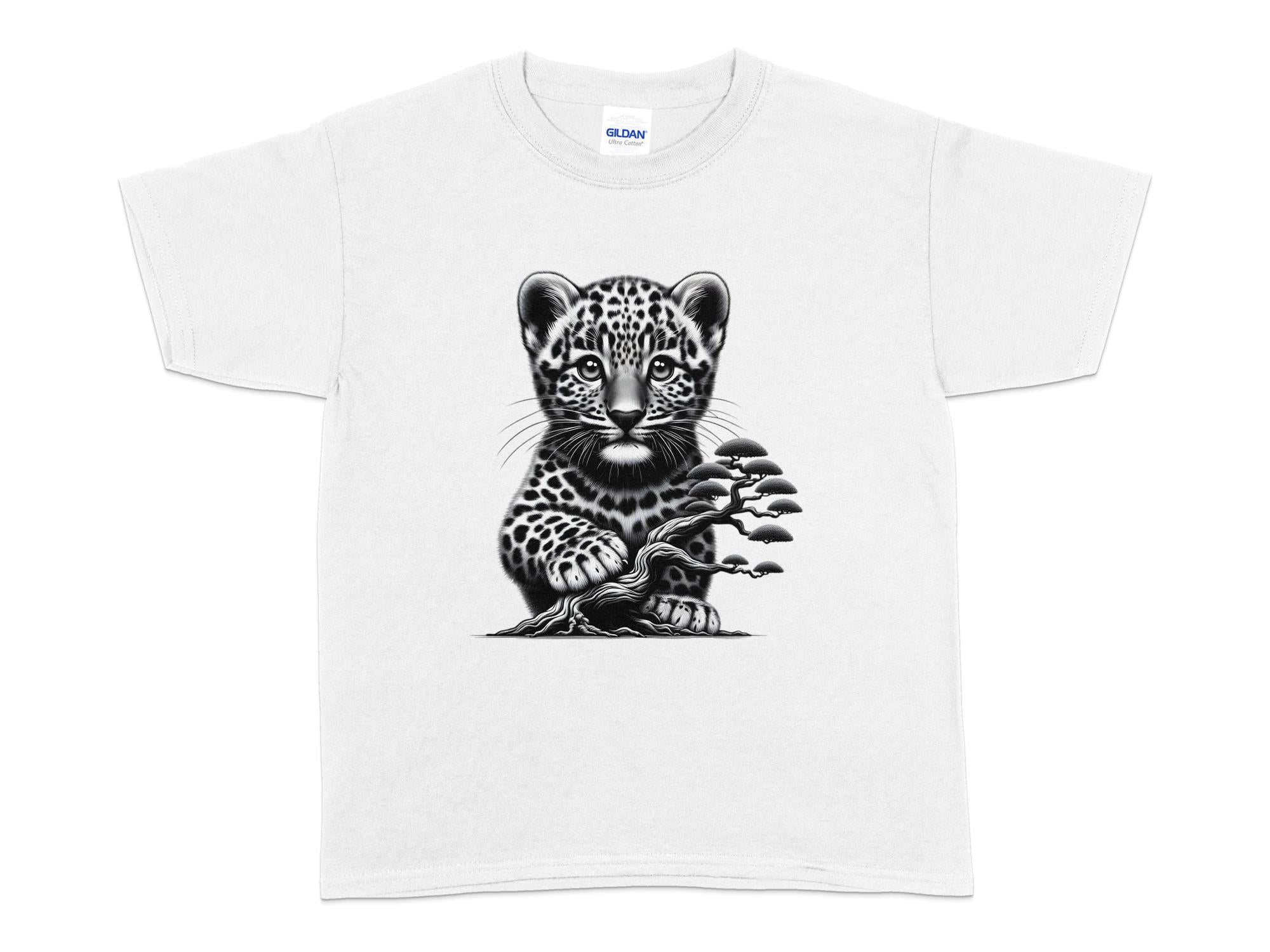 Leopard Bonsai - Coloured Gildan Kids T-Shirt Realistic Animal Talisman Unisex Cute Tee Graphic Design