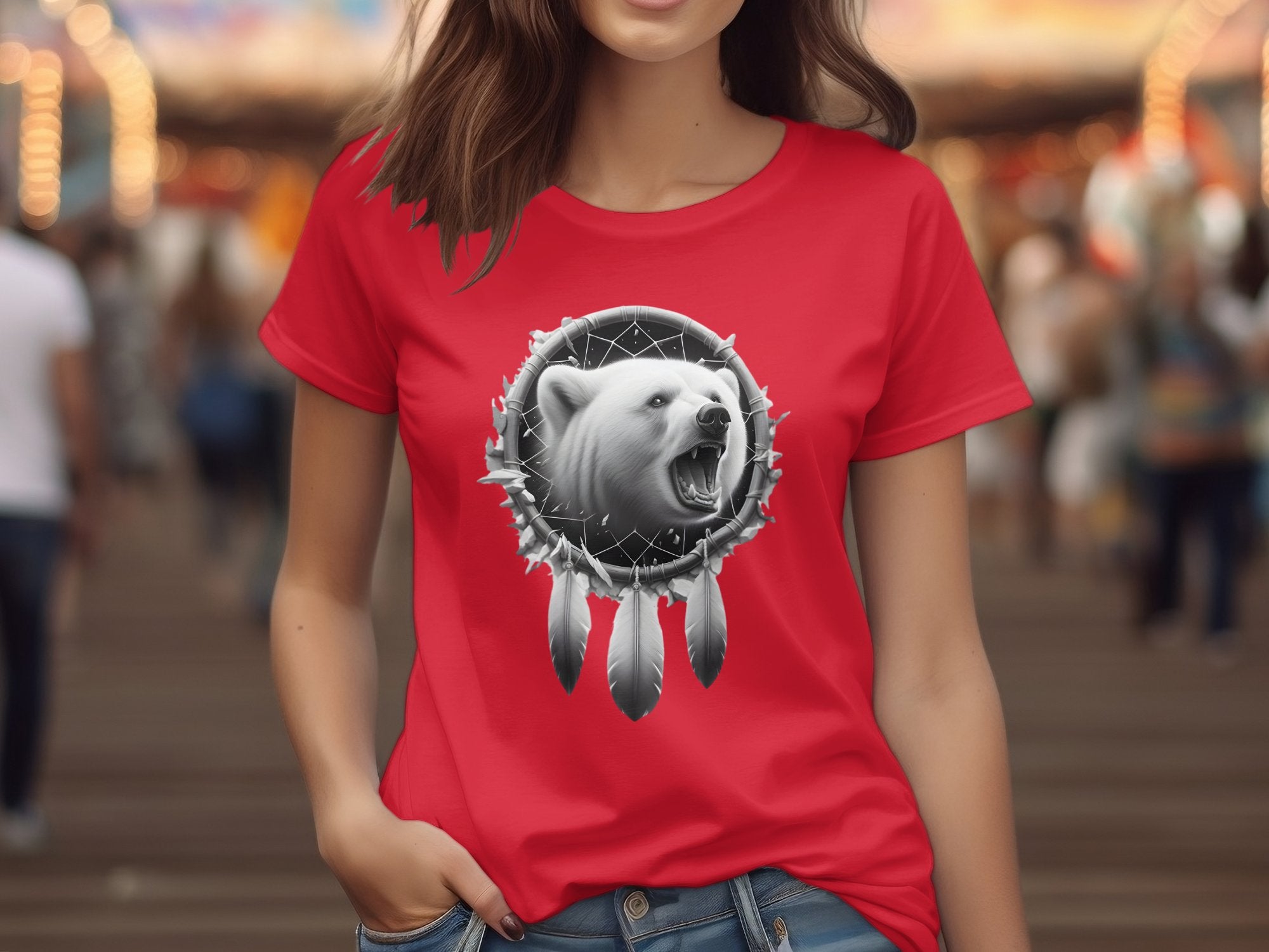 Dreamcatcher Bear - Coloured Gildan T-Shirt Realistic Native American Talisman Unisex Mythology Tee Graphic Design